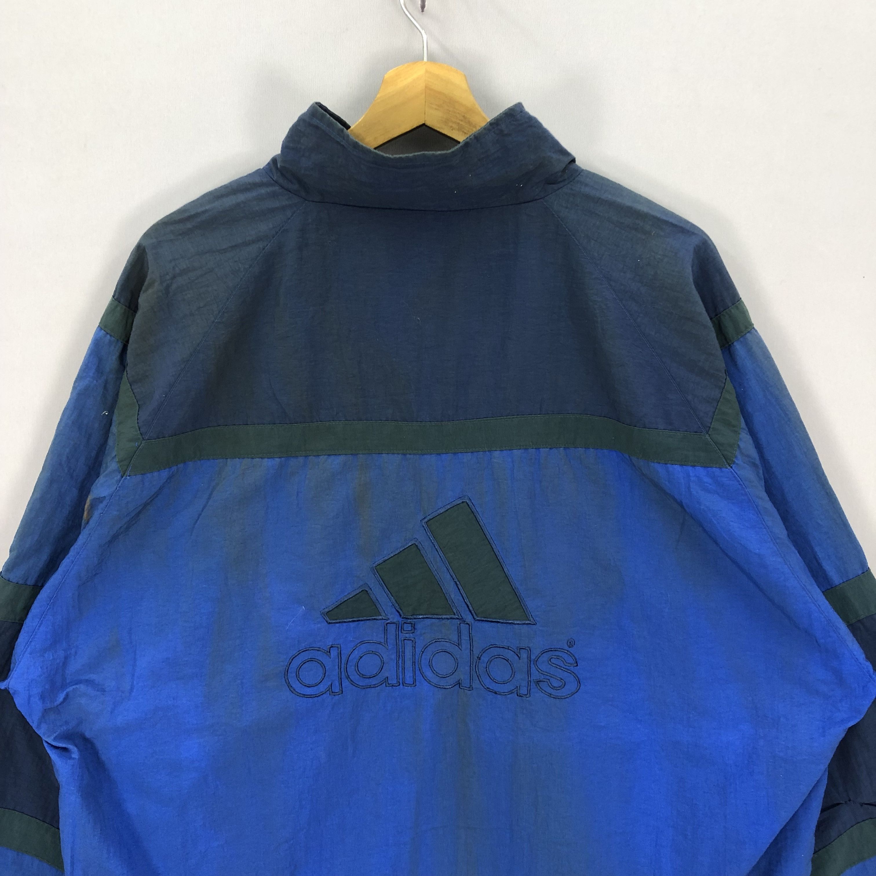 Adidas × Vintage Vintage 90s Dirty Adidas Windbreaker Zipper Jacket Size US L / EU 52-54 / 3 - 3 Thumbnail