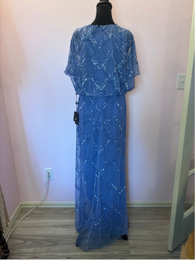 Adrianna Papell Women's Adrianna Papell Blue Beaded Blouson Gown Size 12 Size XL / US 12-14 / IT 48-50 - 6 Thumbnail