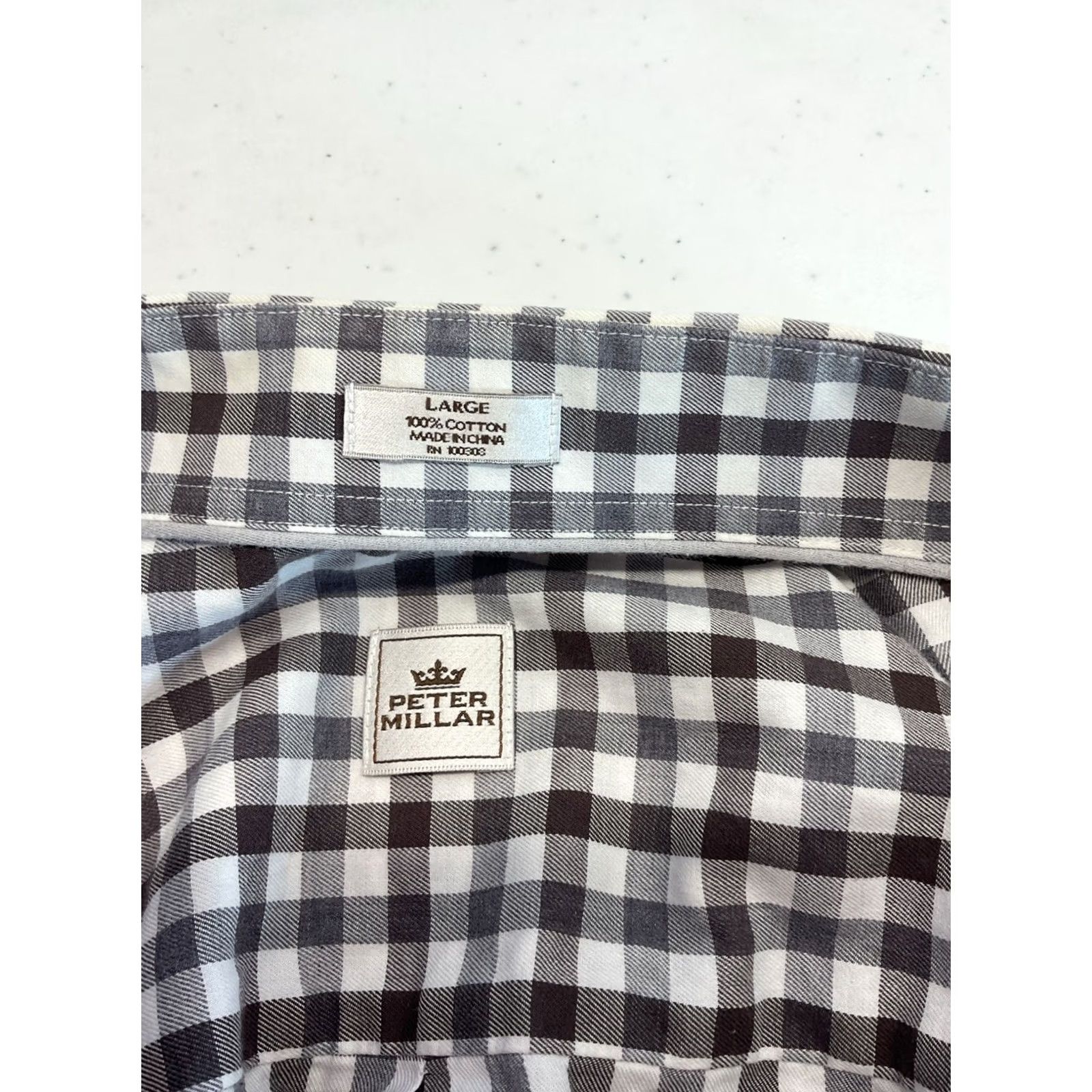 Peter Millar Peter Millar Mens Tan/Gray Gingham Cotton Button Down Shirt LG Size US L / EU 52-54 / 3 - 3 Thumbnail
