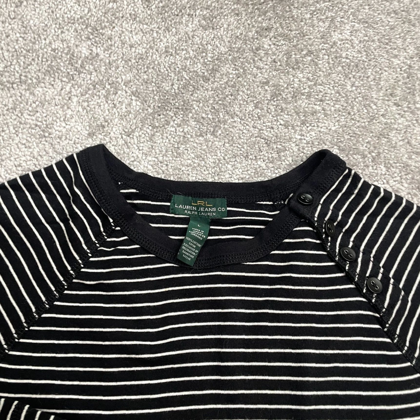 Ralph Lauren Ralph Lauren Shirt Womens Large White Black Striped Long Sleeve Top Size L / US 10 / IT 46 - 3 Thumbnail
