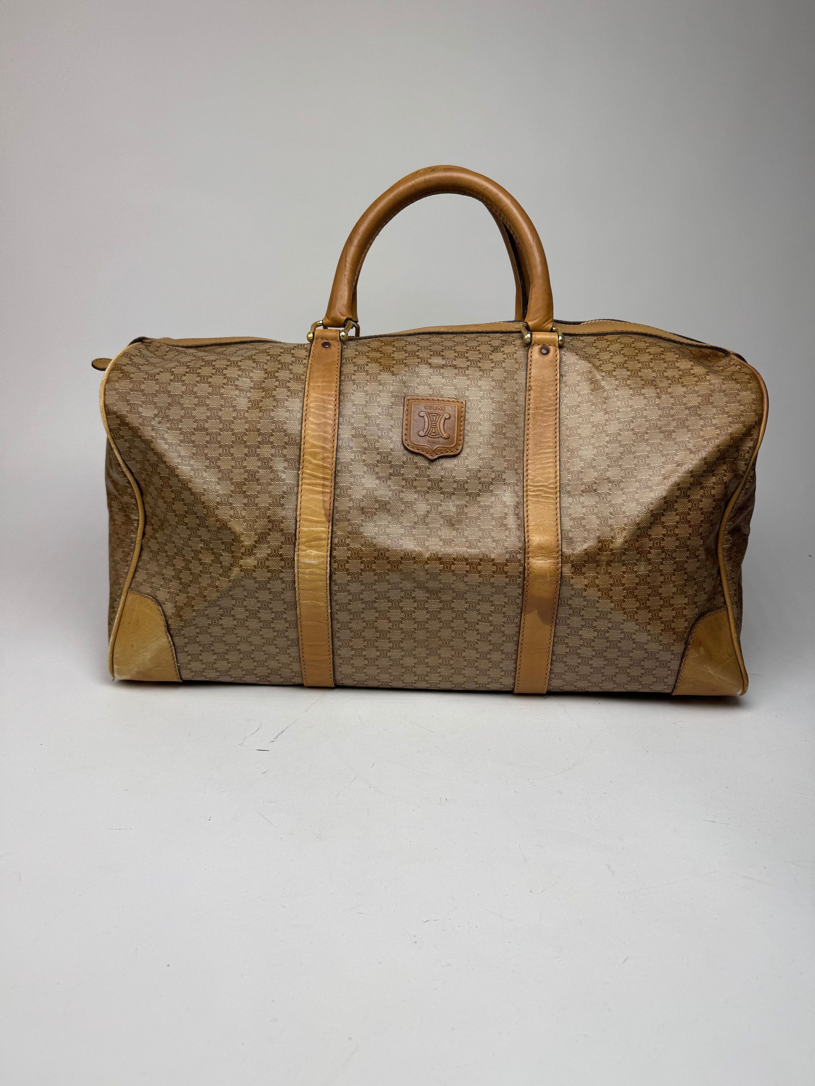 Celine Vintage Paris Triomphe Leather Monogram Duffel Bag bag gold Size ONE SIZE - 1 Thumbnail