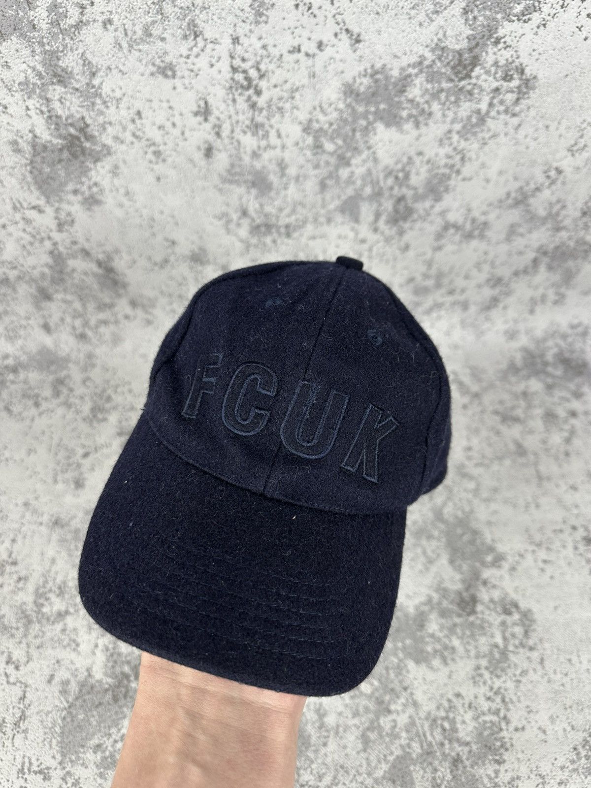 FCUK Wool Blend Navy Cap Minimalist Embroidered Logo Rare