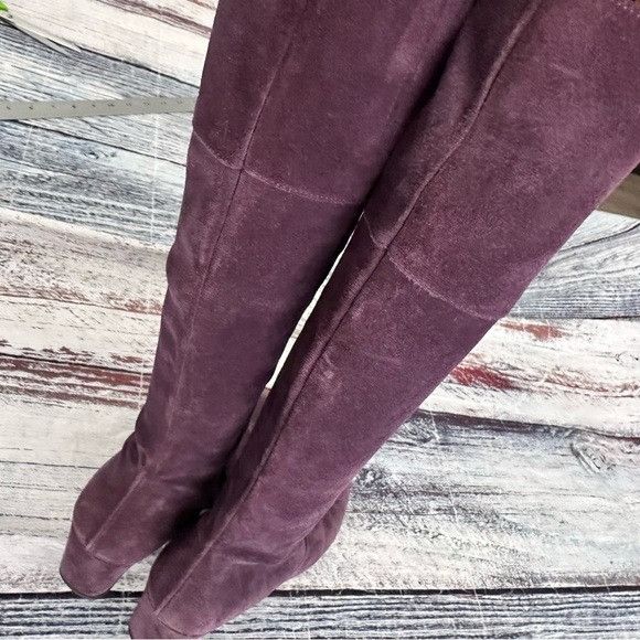Boden BODEN Plum Purple Suede Leather Knee-High Wedge Boots Size US 9 / IT 39 - 5 Thumbnail