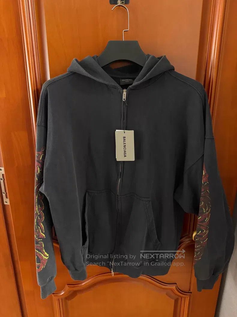 Balenciaga Balenciaga Flame Printed Zip-Up Sweatshirt Size US S / EU 44-46 / 1 - 2 Thumbnail