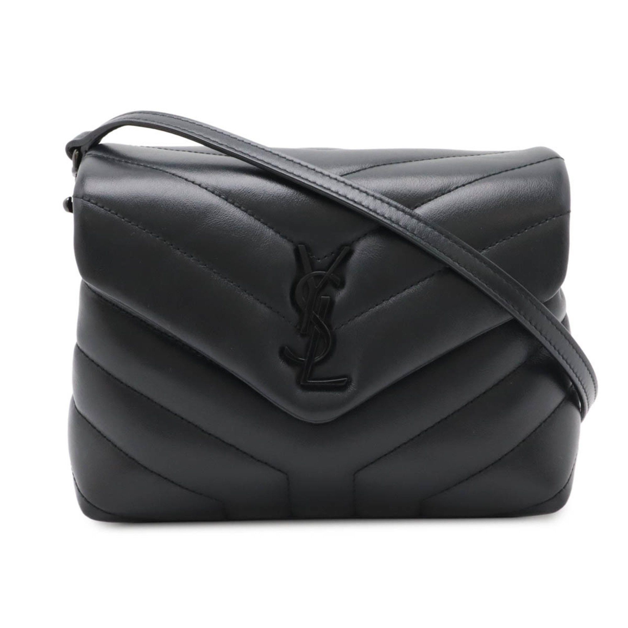 YVES Saint Laurent Paris YSL Lulu Shoulder Bag Clutch Y Quilted Leather Black 630951, Women's