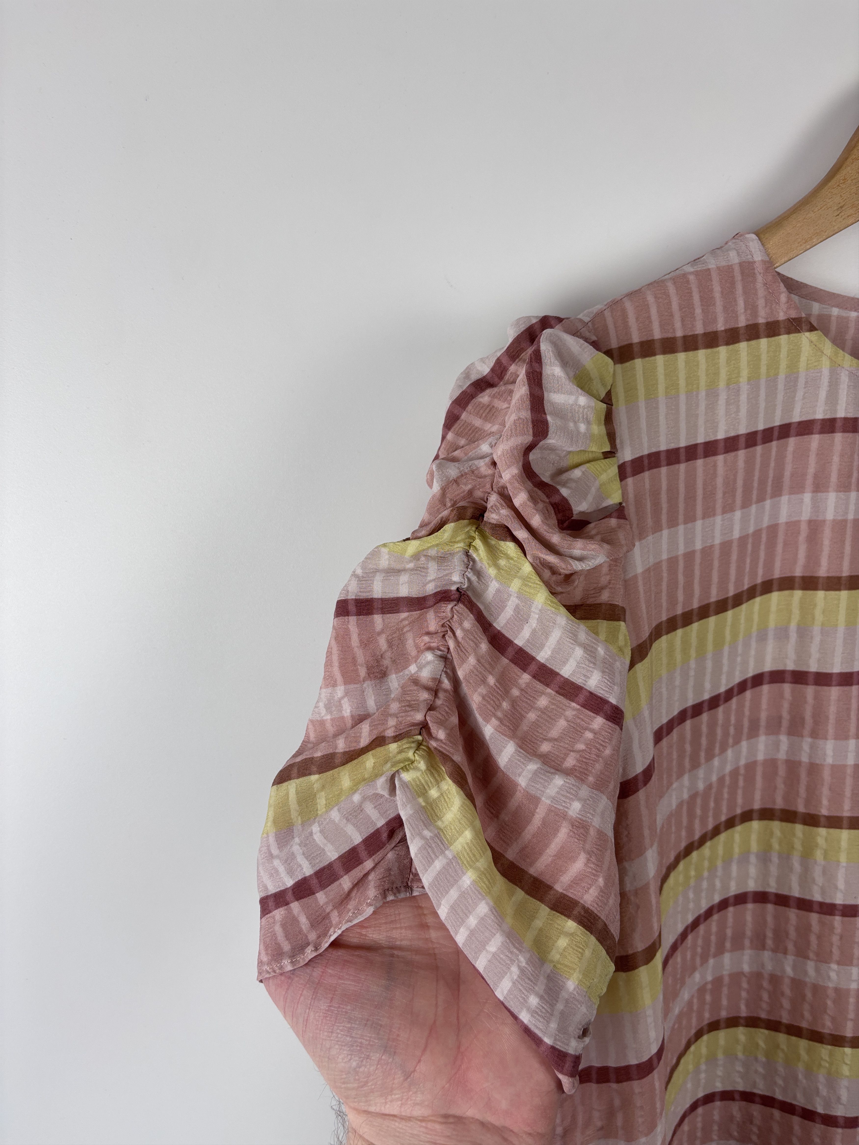 Sezane Sezane Coralie Silk Top Blouse Striped Pink Yellow Size 36 Size S / US 4 / IT 40 - 4 Thumbnail