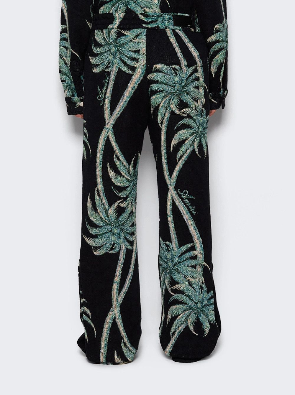Amiri o1mle0326 Palm Tapestry Flare Pants in Black Size US 40 / EU 56 - 5 Thumbnail