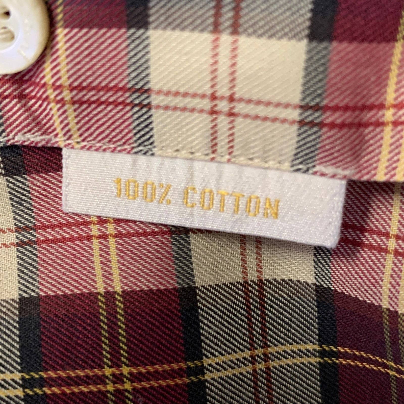 Brioni BRIONI L Burgundy Tan Tartan Cotton Button Down Size US L / EU 52-54 / 3 - 7 Thumbnail