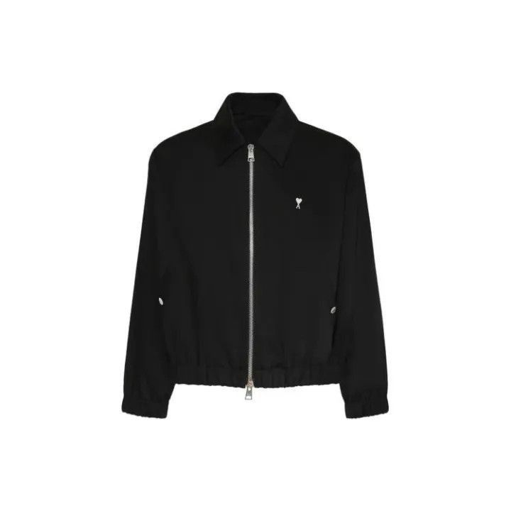 AMI AMIPARIS Black Cotton Embroidered Jacket -2507 Size US XL / EU 56 / 4 - 1 Thumbnail