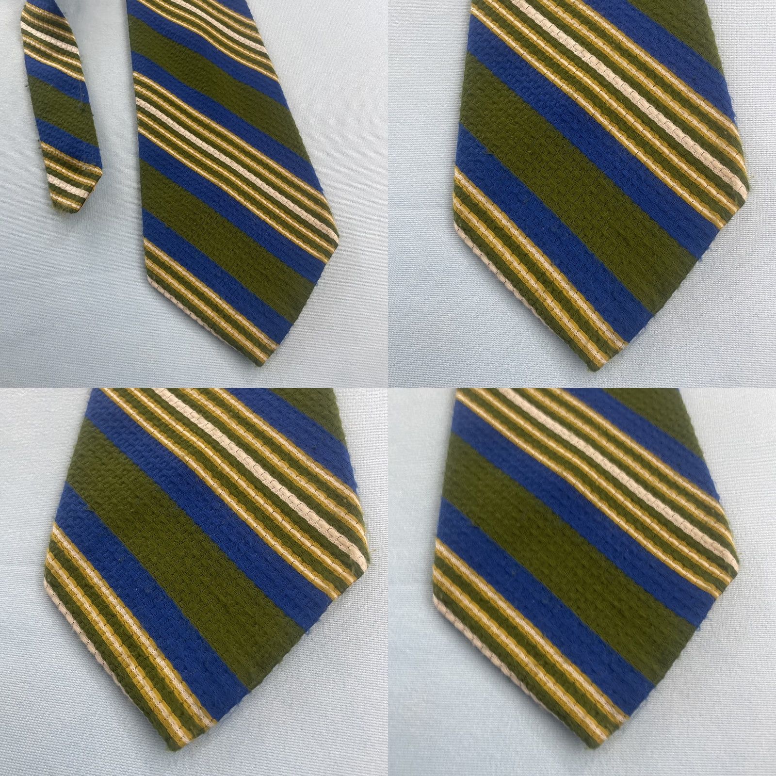 Vintage VINTAGE Resisto 70s Extra Wide Necktie 5" Kipper Repp Stripe Green Blue 58" Woven Tie Capsule UltraWide Necktie Men Designer Vintage 1970s Size ONE SIZE - 8 Thumbnail