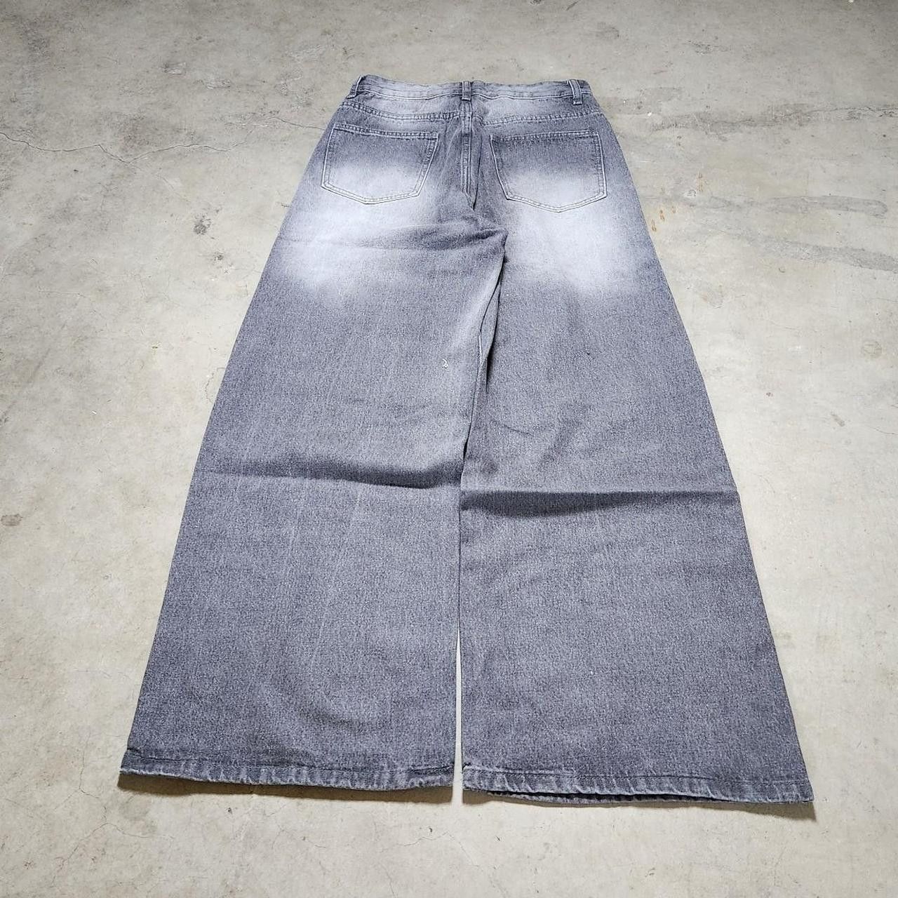 Japanese Brand Grey Baggy Jeans - Distressed/Faded/Ripped Size US 32 / EU 48 - 6 Thumbnail