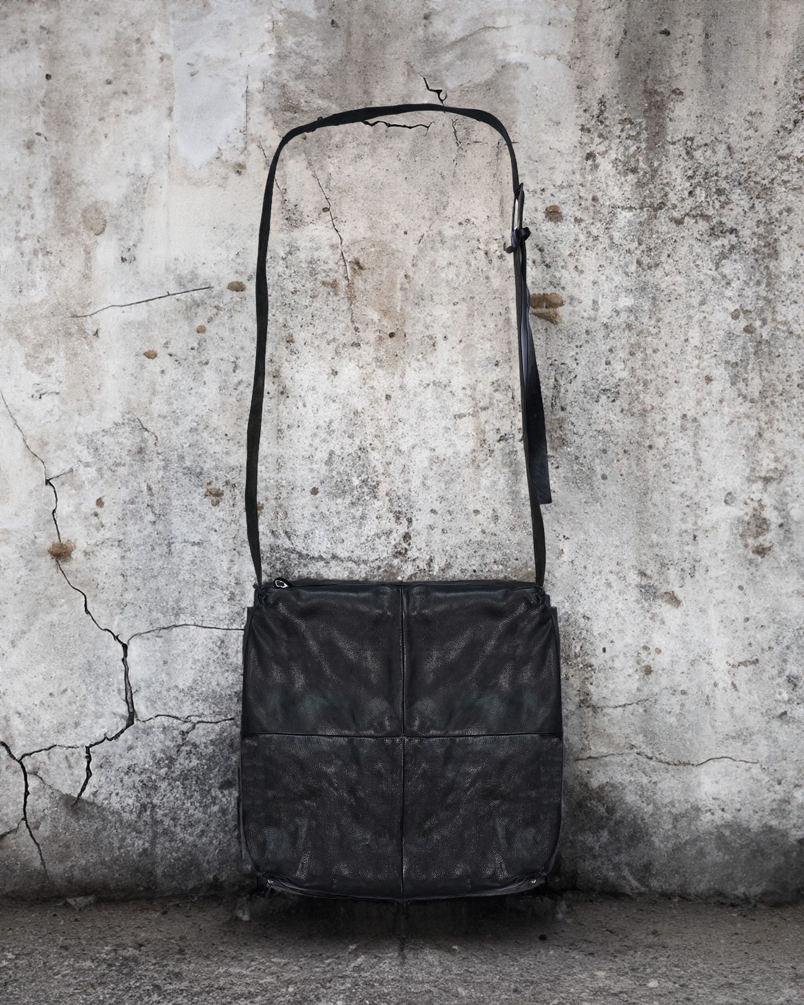 image of Ma M.a+ One Piece Leather Bag in Black, Men's