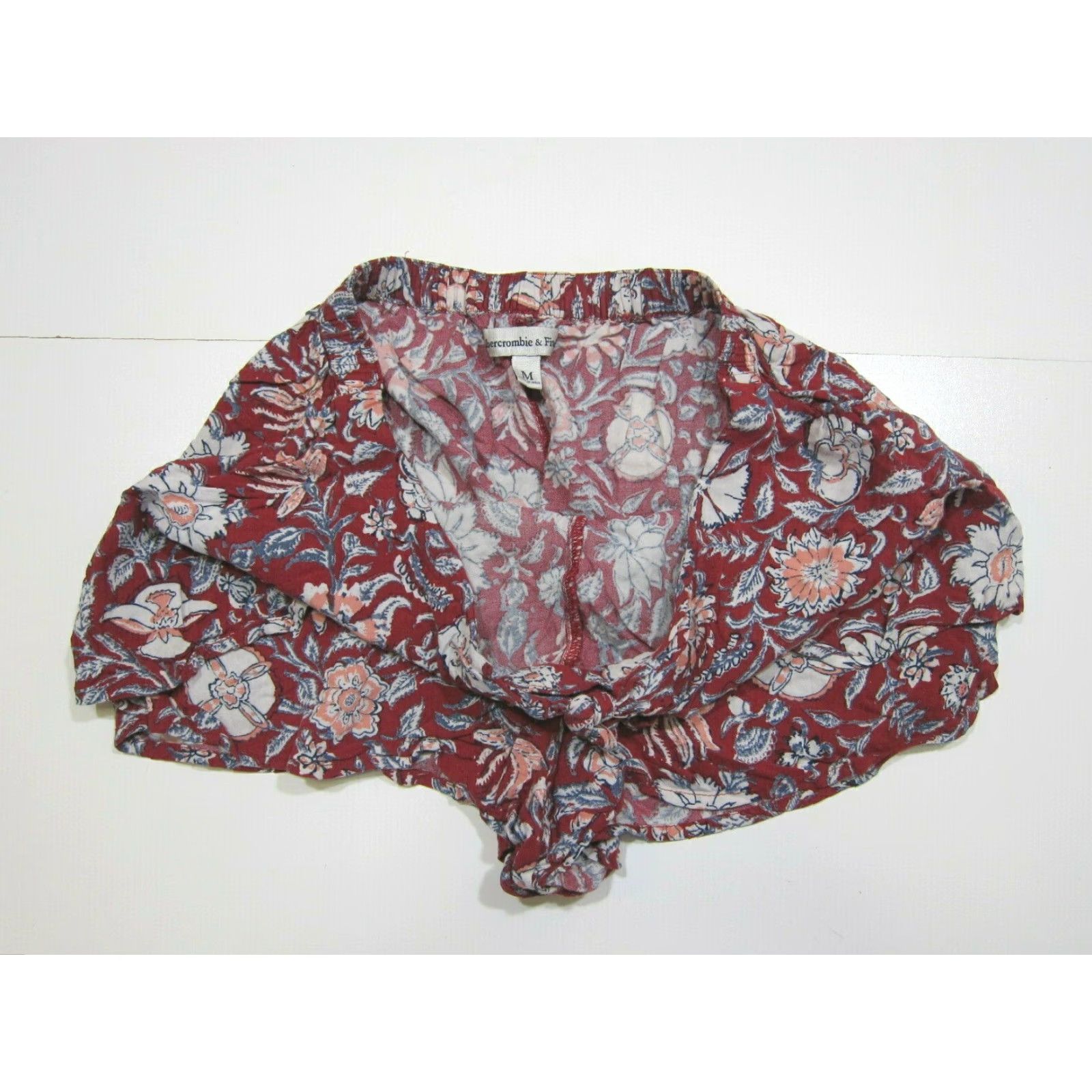 Abercrombie & Fitch Abercrombie & Fitch 100% Rayon Red Blue White Floral Wrap Tie Short Women Medium Size 30" / US 8 / IT 44 - 7 Thumbnail