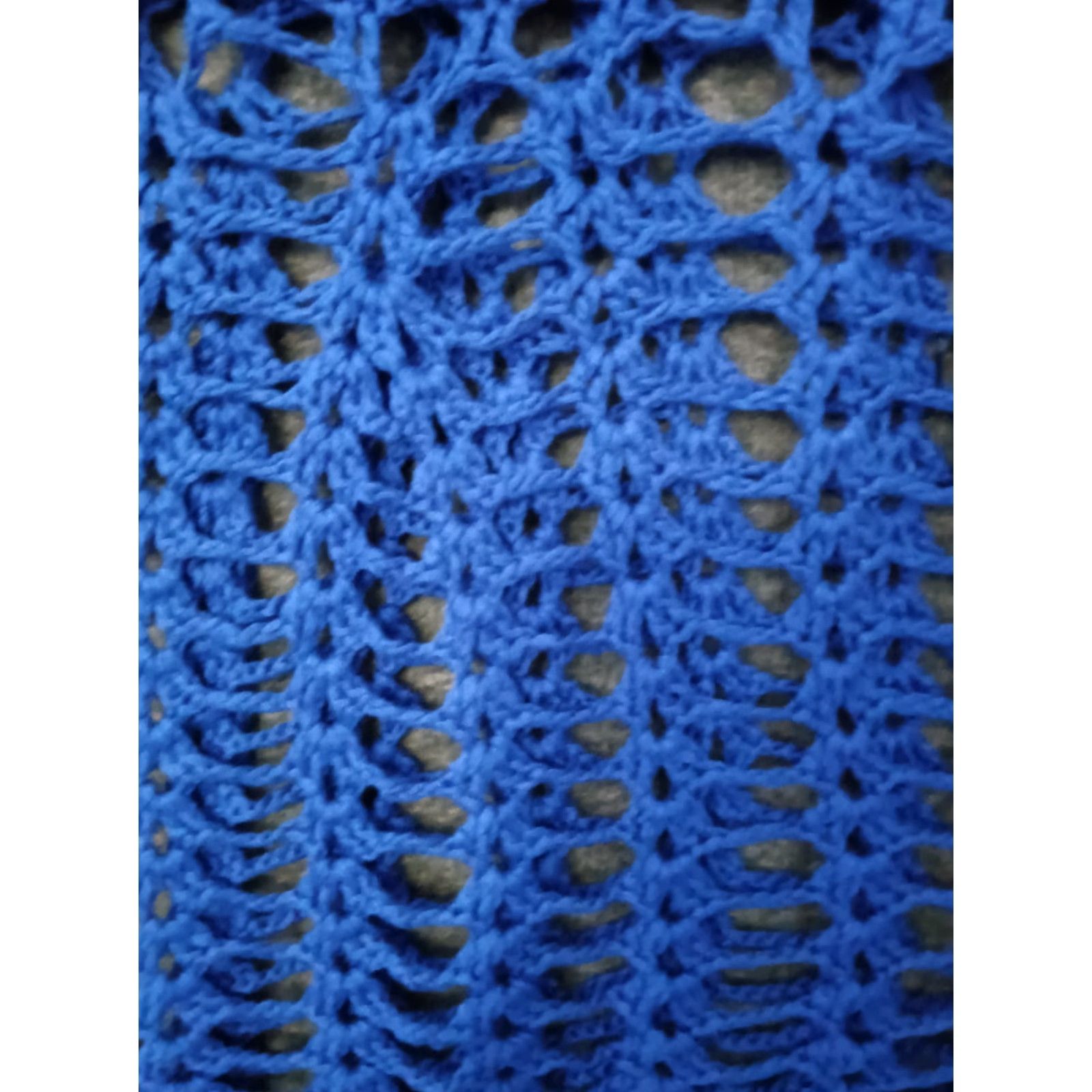 Vintage Codigo Crochet Knitted Blue V-Neck Beach Mini Dress L Size L / US 10 / IT 46 - 7 Thumbnail