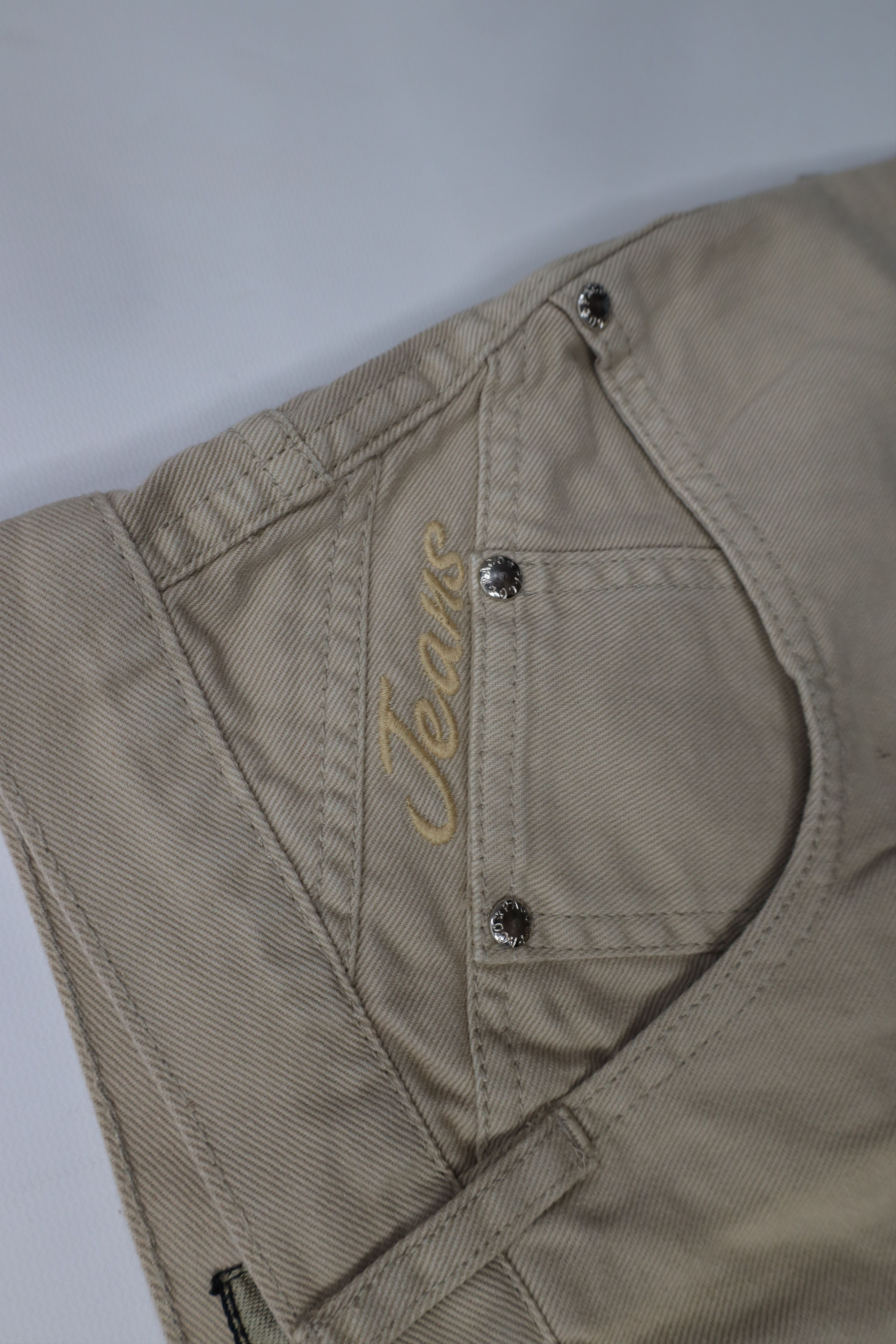 Vintage Deadstock Vintage 90s Paco Denim Jean Shorts Beige Cotton Size US 33 - 8 Thumbnail