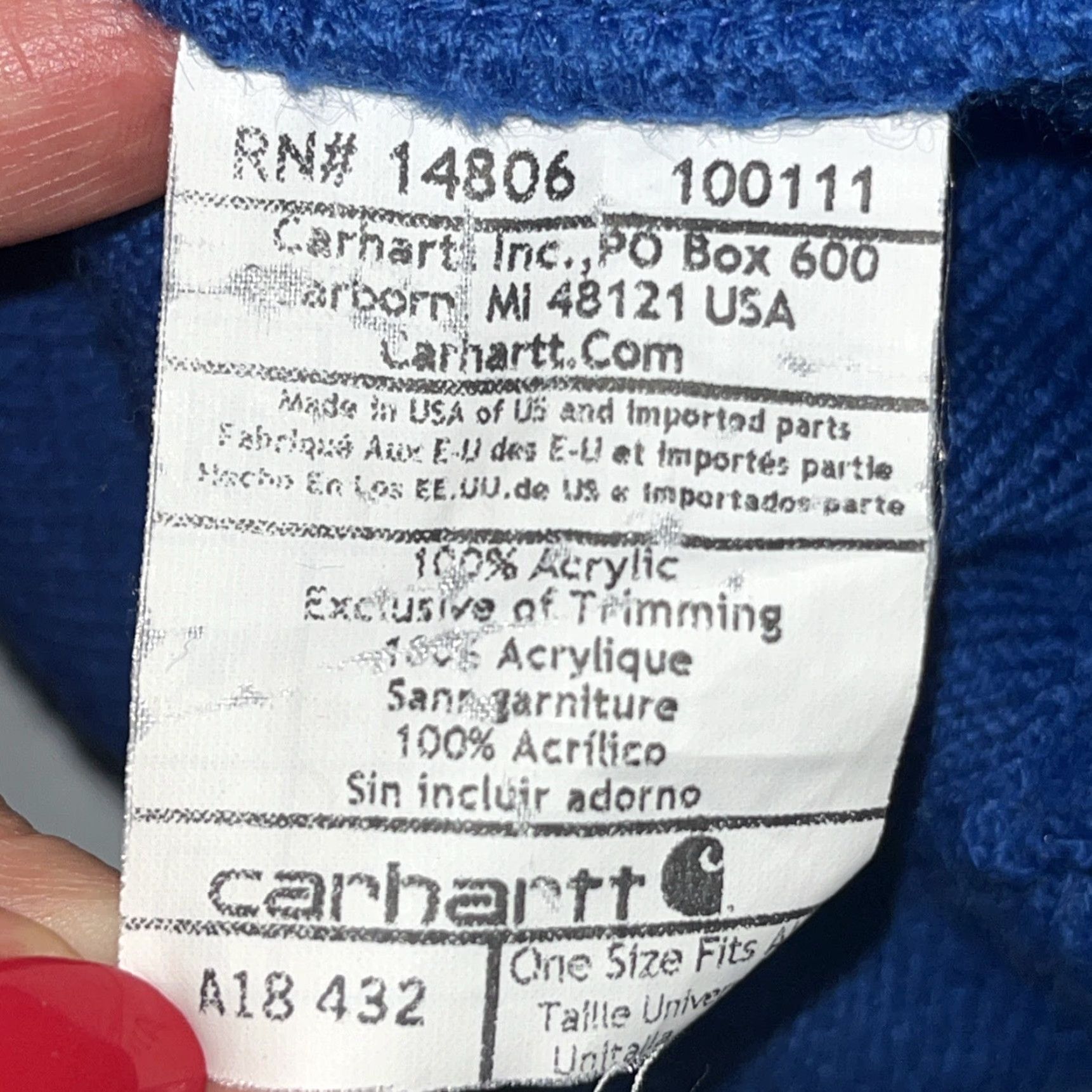 Carhartt Carhartt Beanie Adult One Size Upper Michigan Patch Royal Blue Knit Hat Size ONE SIZE - 6 Thumbnail