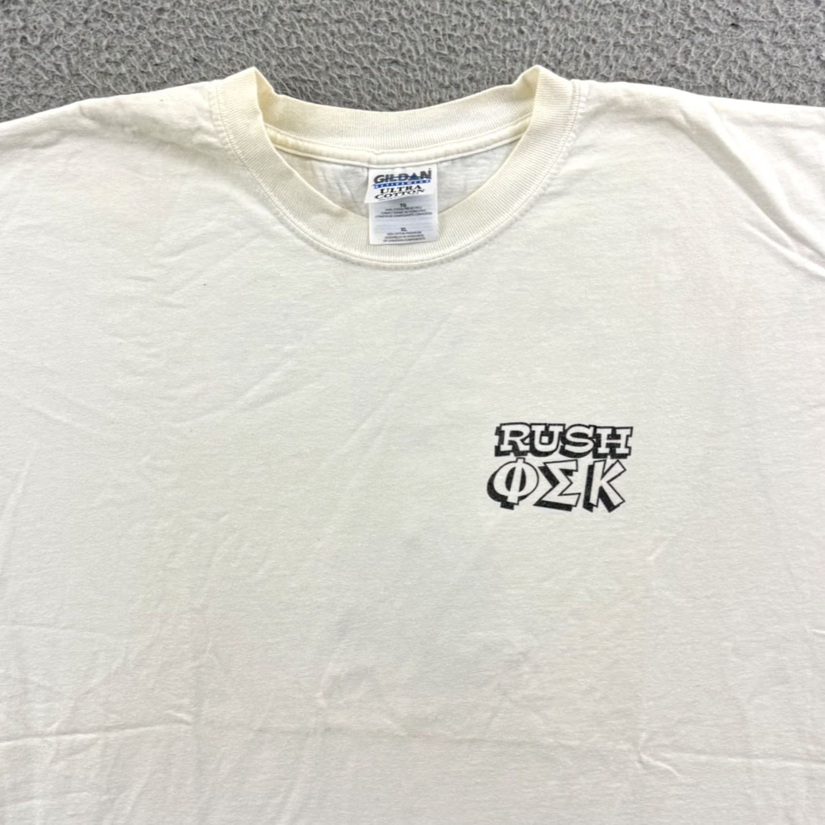 Gildan VINTAGE Phi Sigma Kappa Shirt Mens XL White 90s Greek Fraternity Gildan Short Sleeve Size US XL / EU 56 / 4 - 4 Thumbnail