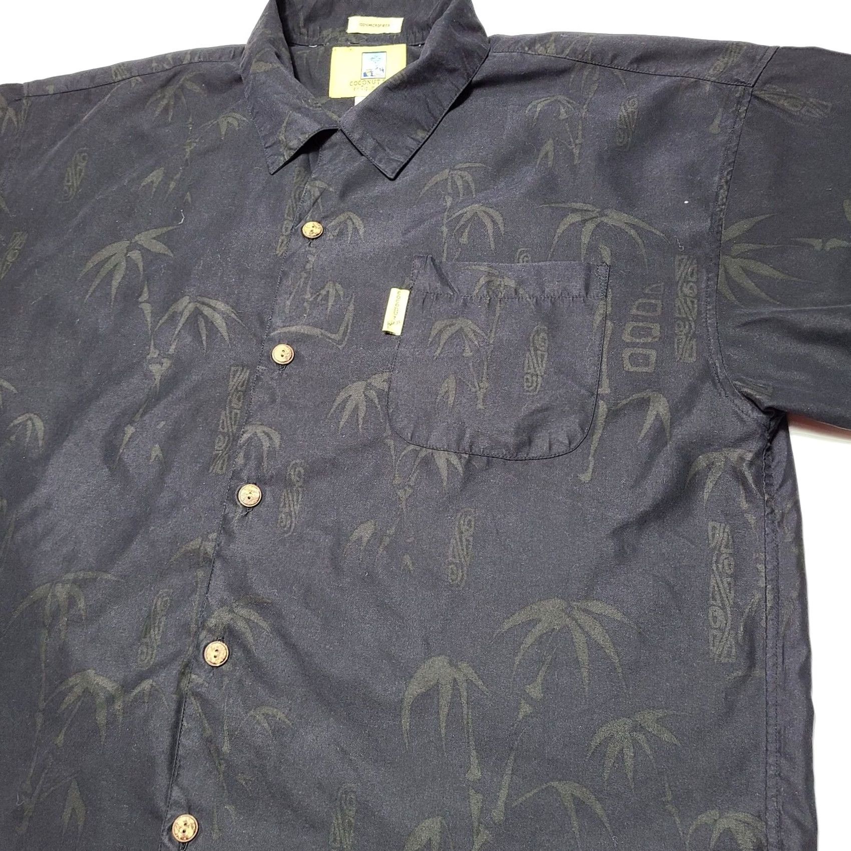 Vintage Coconut Pier Hawaiian Shirt XL Men's Button Up Short Sleeve Black Floral Size US XL / EU 56 / 4 - 3 Thumbnail