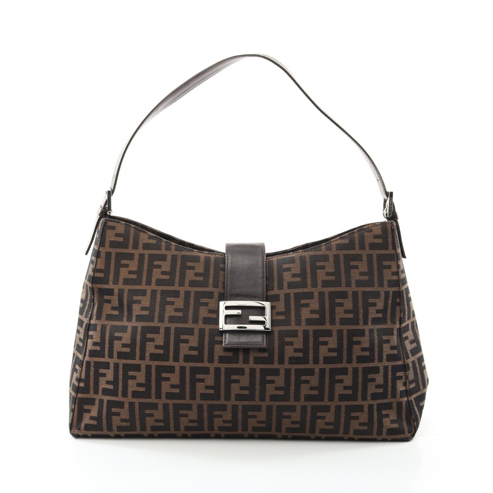 Fendi Fendi Mamma Baguette Canvas Leather Shoulder Bag Canvas Shoulder Bag in Brown, Women's