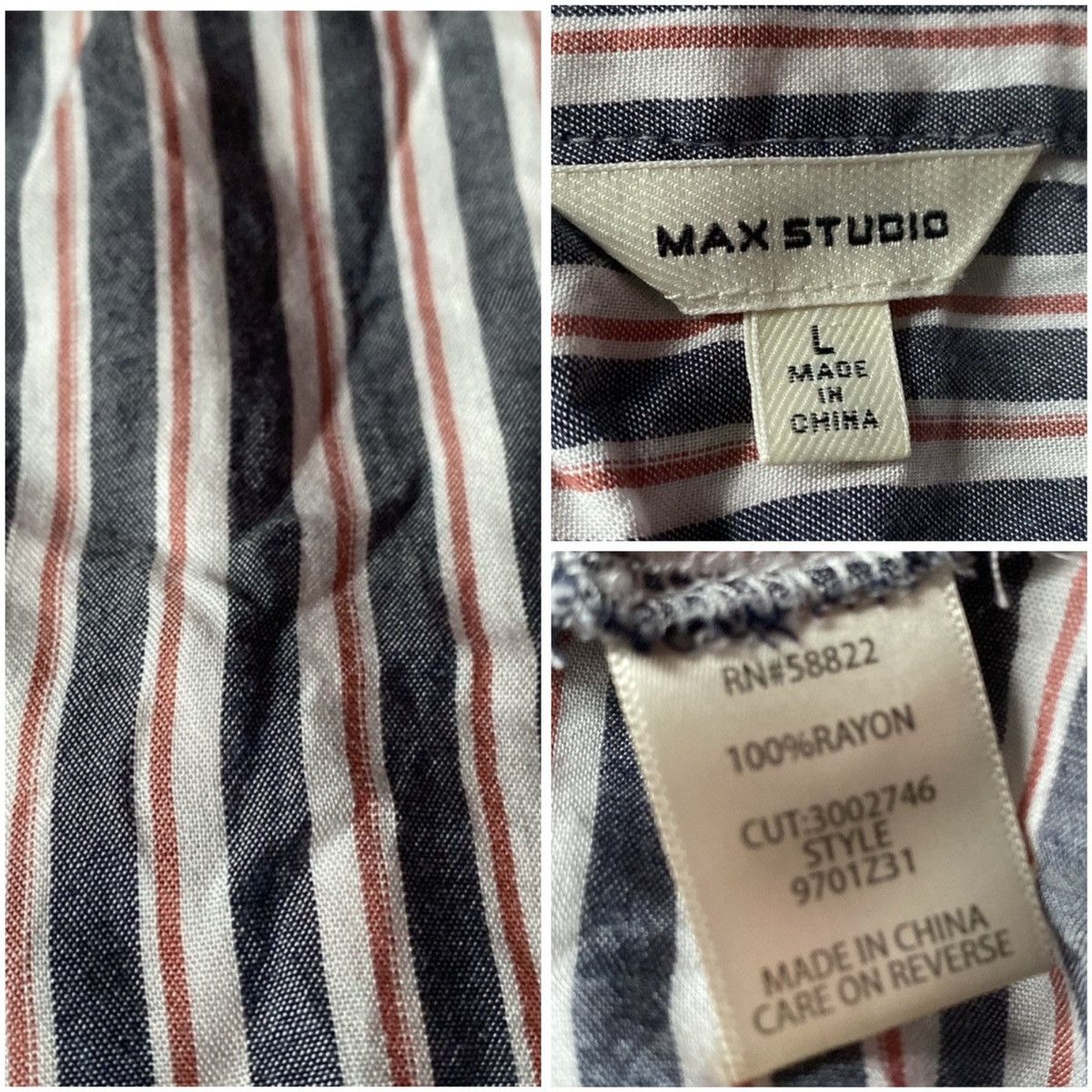 Vintage Retro, Asymmetrical, Striped, Button Down, Sleeveless Tunic Size L / US 10 / IT 46 - 9 Thumbnail