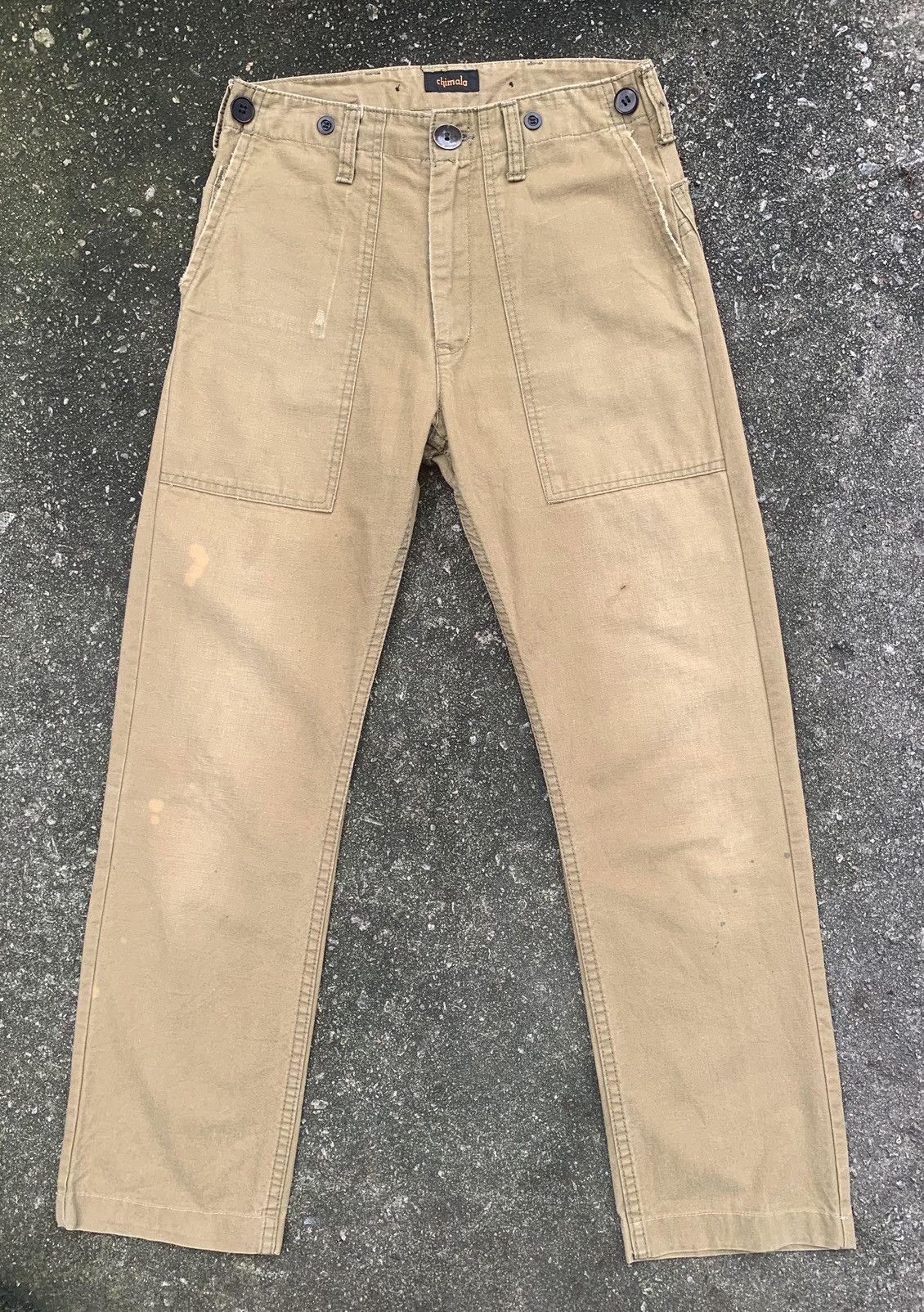 Chimala 🔥Distressed Chimala Fatigue Baker Buckle Back CANVAS Pants Size US 28 / EU 44 - 2 Thumbnail