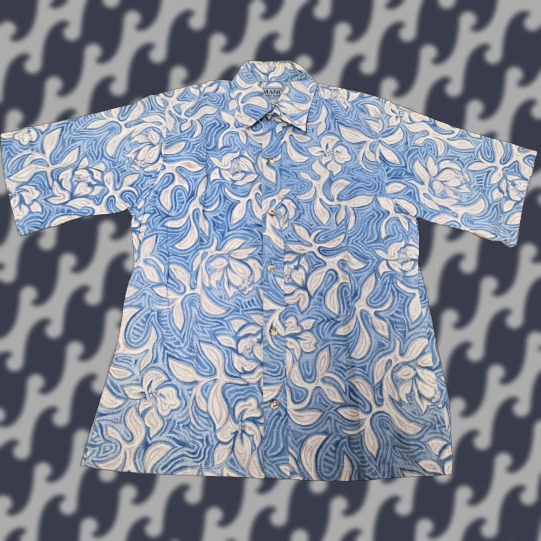 ALOHAS Manoa Shirt Company Shirt Mens Small Blue White Hawaiian Aloha Floral Button Up Size US S / EU 44-46 / 1 - 1 Thumbnail