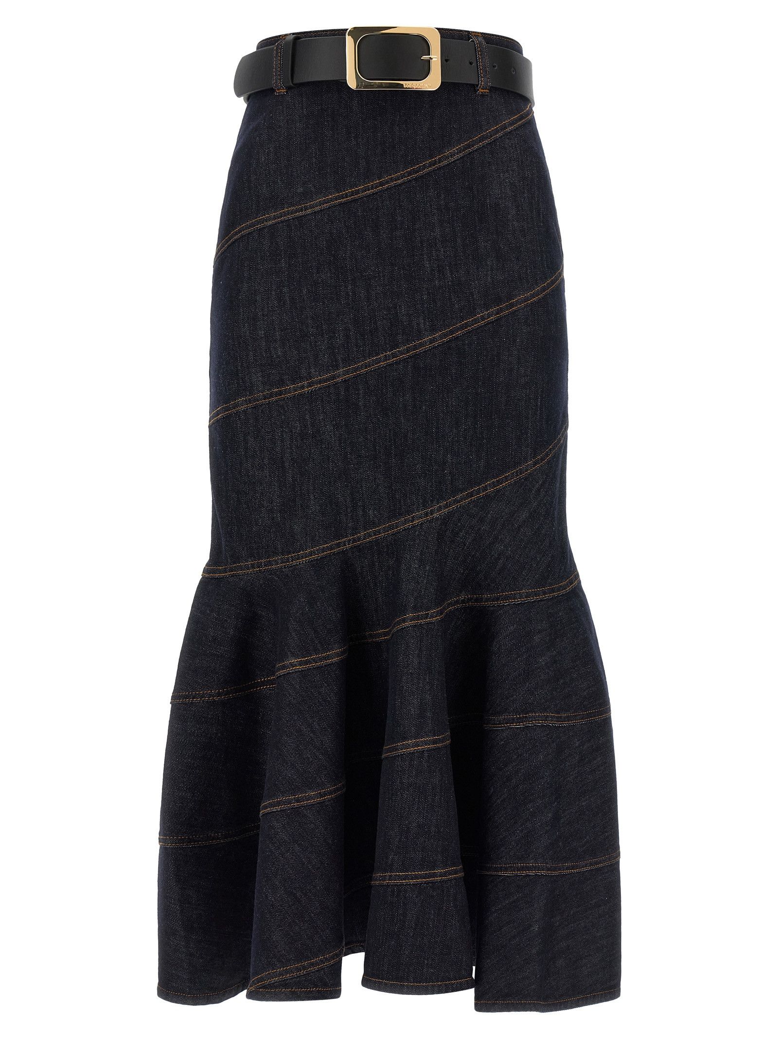 Self-Portrait 'Indigo Denim Belted Midi' skirt Size 32" / US 10 / IT 46 - 1 Thumbnail