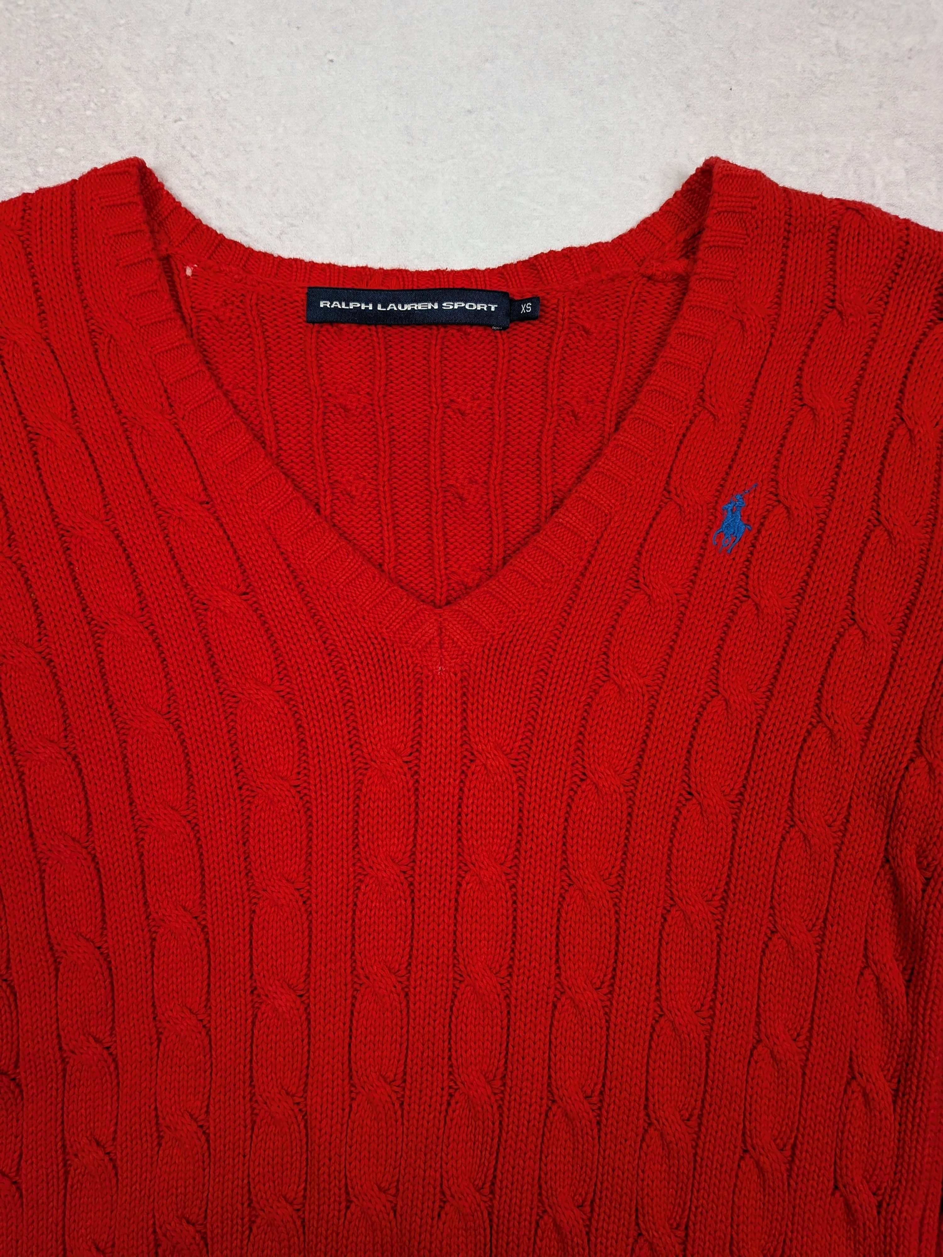 Ralph Lauren Ralph Lauren Sport V-Neck Red Waffle Knit Sweater Size XS Size XS / US 0-2 / IT 36-38 - 5 Thumbnail