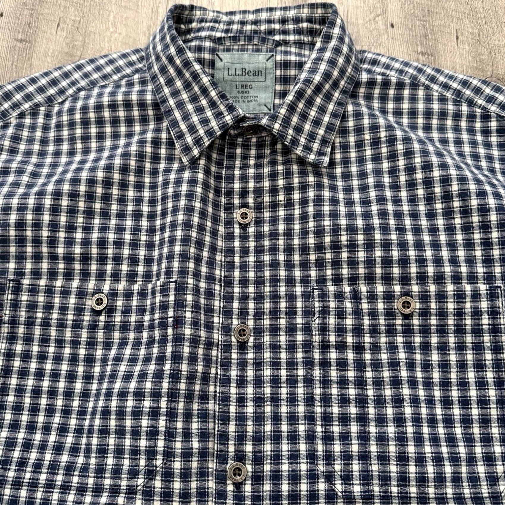 Vintage LL Bean Shirt Mens Large Reg Blue Plaid Metal Buttons Workwear Woven Outdoor Classic Utility Size US L / EU 52-54 / 3 - 6 Thumbnail