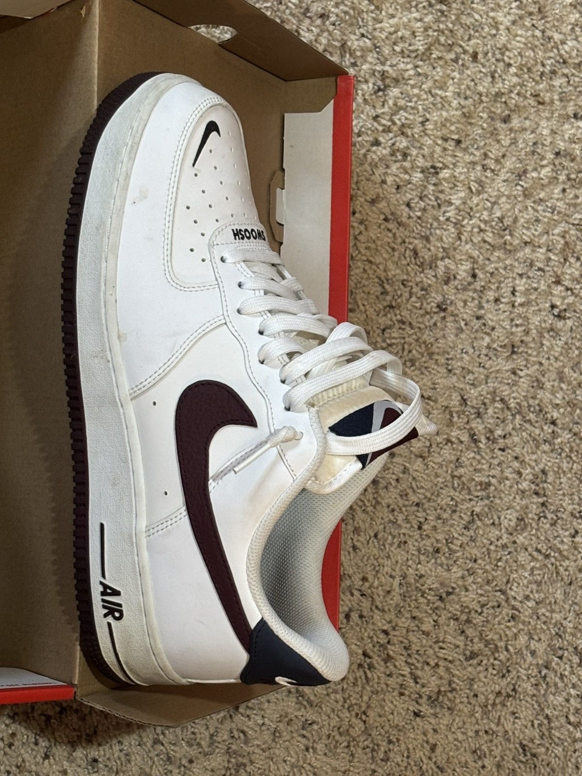 Nike 2019 Air Force 1 '07 LV8 'White Night Maroon' Size US 9.5 / EU 42-43 - 5 Thumbnail