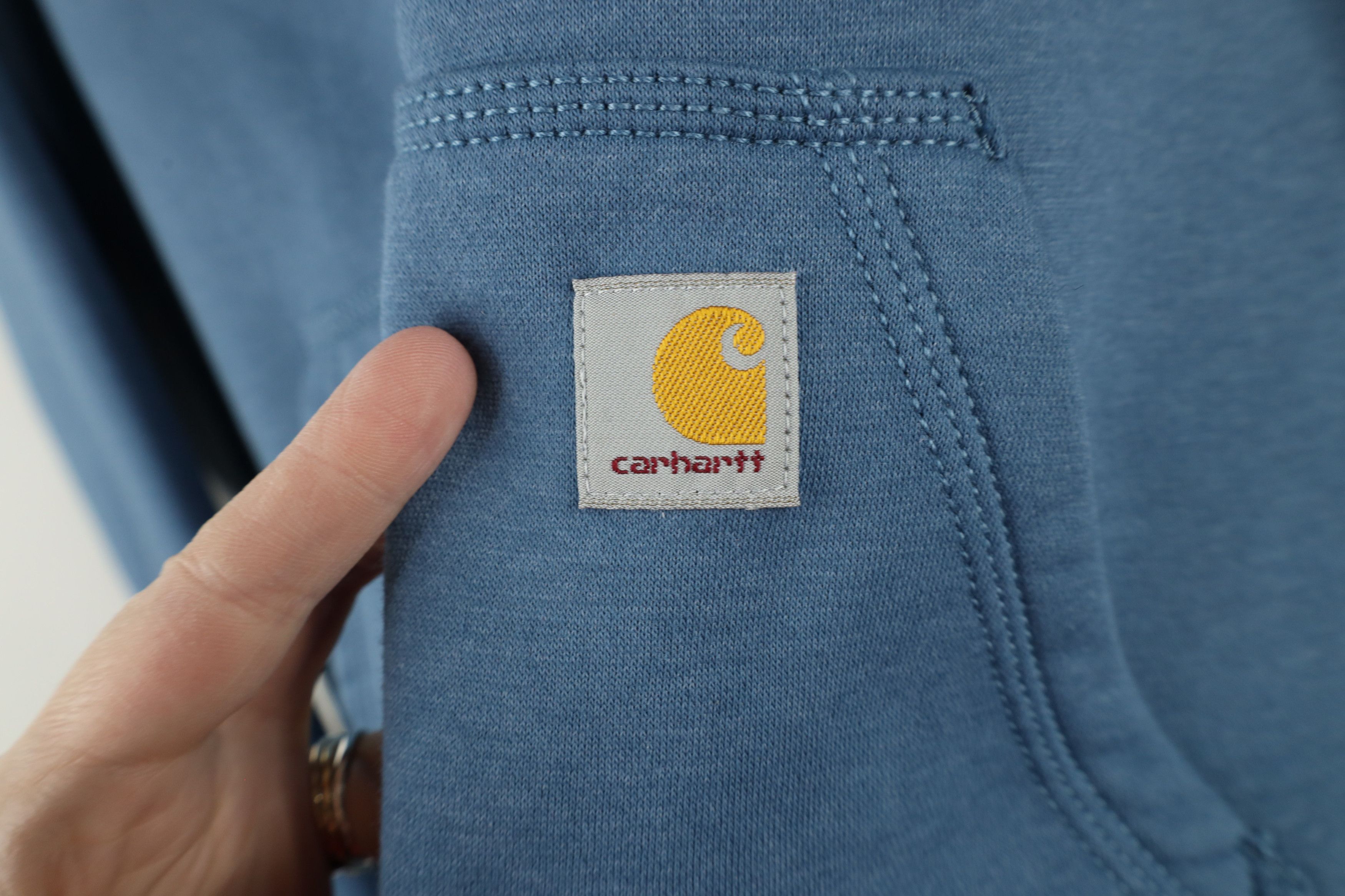 Carhartt × Vintage Vintage Y2K Carhartt Big Logo Hoodie Sweatshirt Blue Size M / US 6-8 / IT 42-44 - 6 Thumbnail