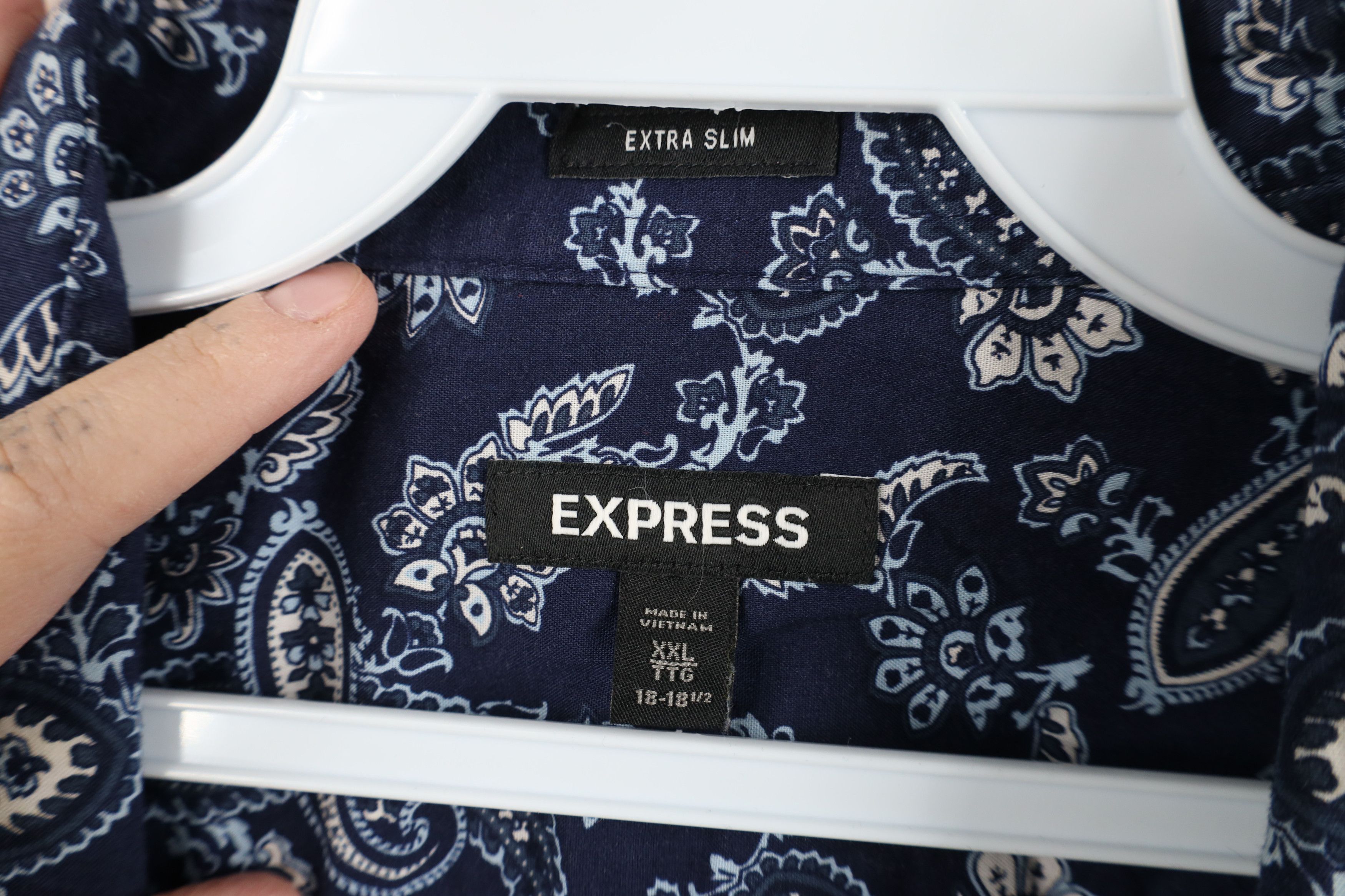 Express Express Slim Paisley Geometric Collared Button Shirt Cotton Size US XXL / EU 58 / 5 - 4 Thumbnail