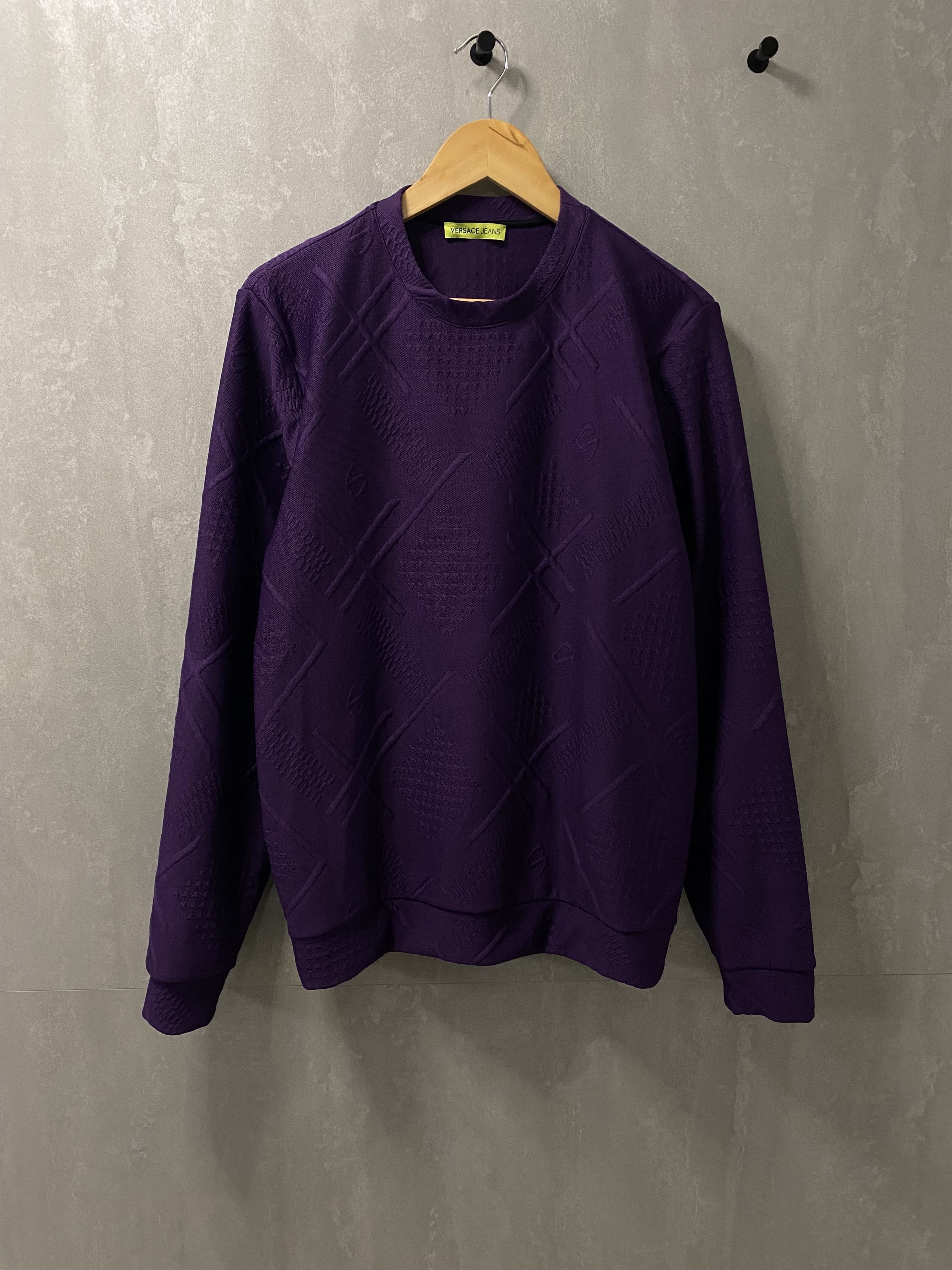 Versace jeans purple logo monogram sweatshirt size M