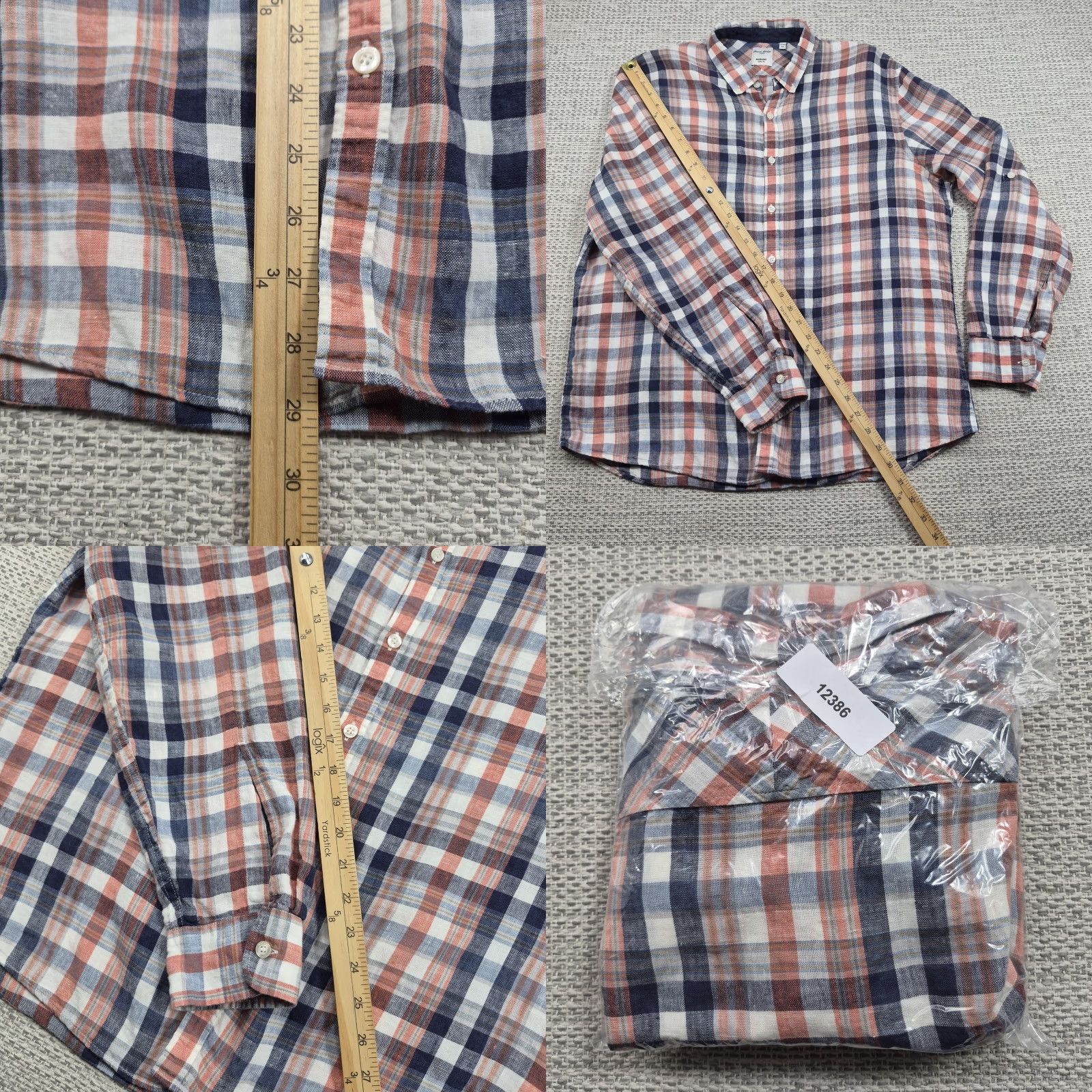 Murano Murano Baird Mcnutt Shirt Mens XL Button Up Plaid Linen Slim Fit Long Sleeve Multicolor Size US XL / EU 56 / 4 - 9 Thumbnail