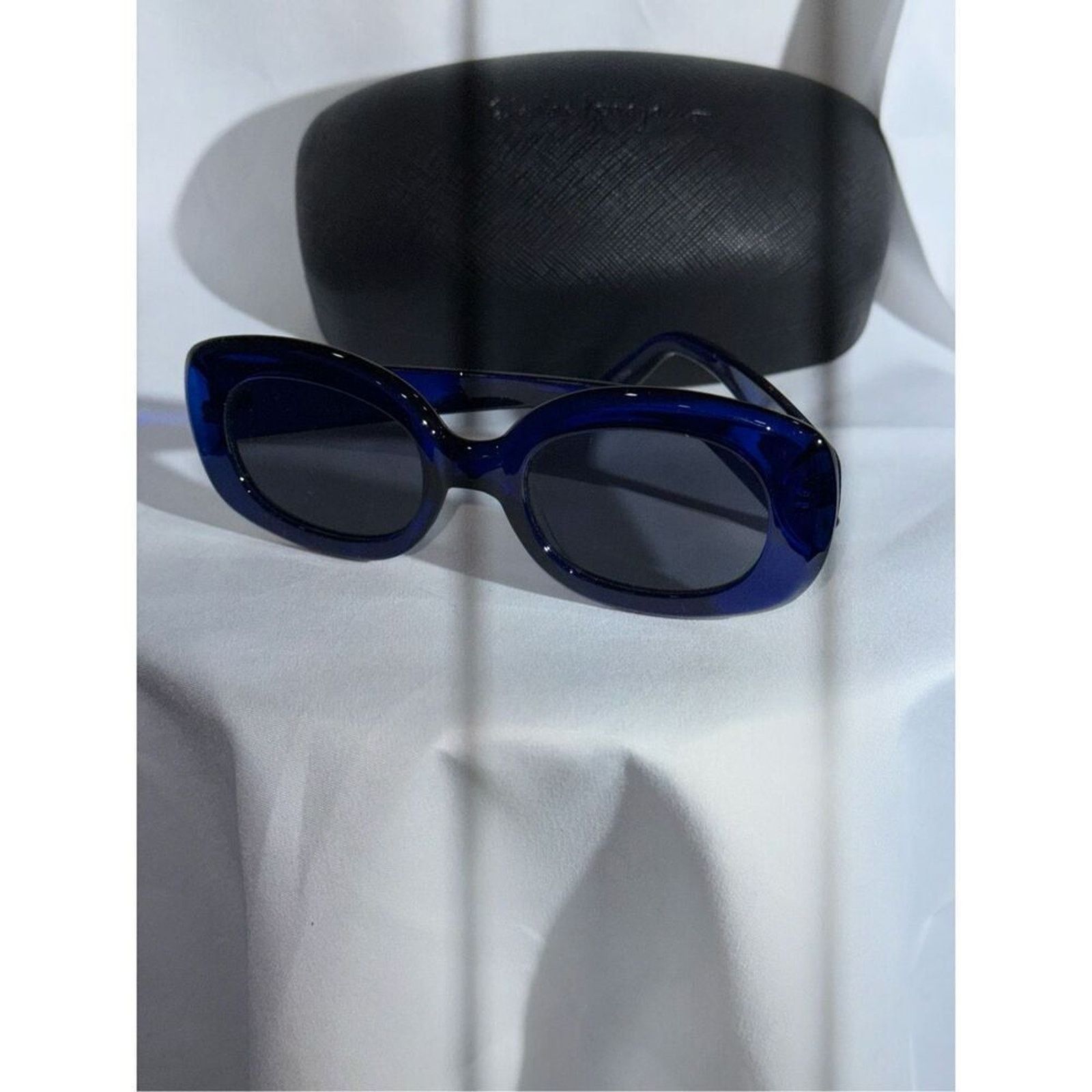 Other Blue Rounded Rectangle Sunglasses with Case | Sz OS Size ONE SIZE - 2 Thumbnail