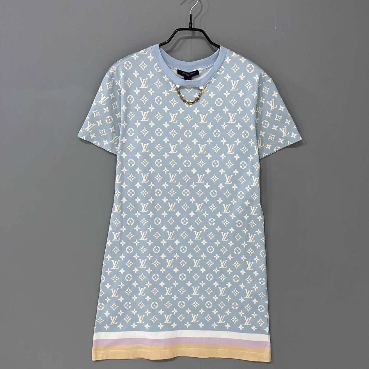 Louis Vuitton LV blue all-over chain print dress S Size S / US 4 / IT 40 - 1 Thumbnail