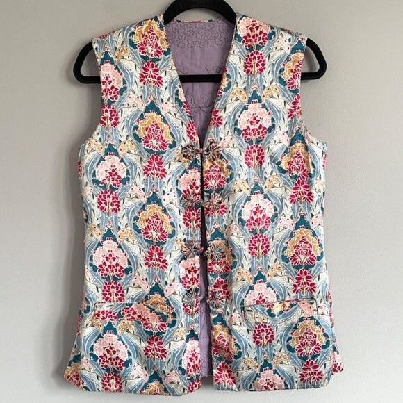 Vintage Vintage Chinese Floral Quilted Silk Vest - Reversible! Size S / US 4 / IT 40 - 2 Thumbnail