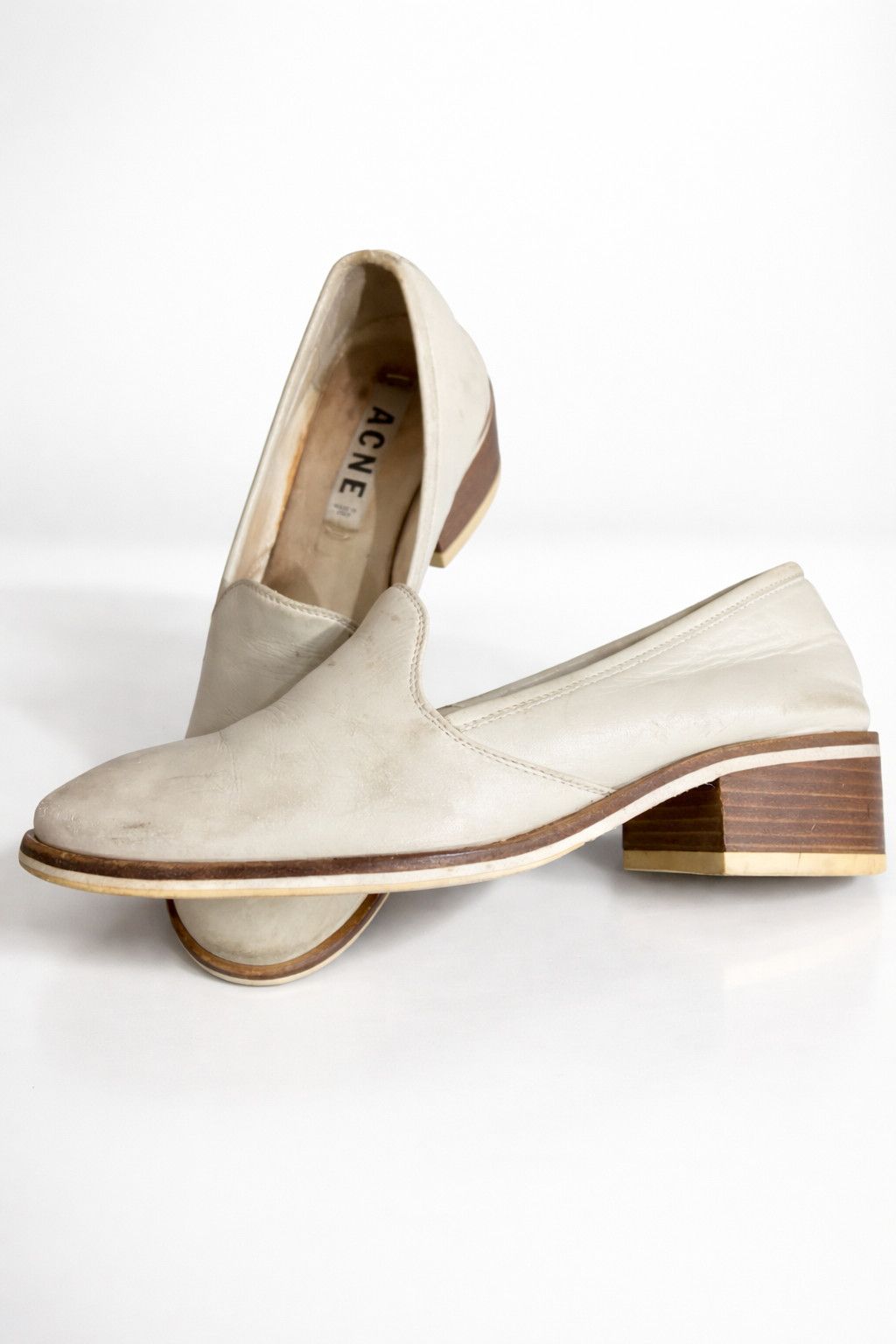 Acne Studios Acne Studios Off White Leather Loafer - Ladies Size US 7 / IT 37 - 2 Thumbnail