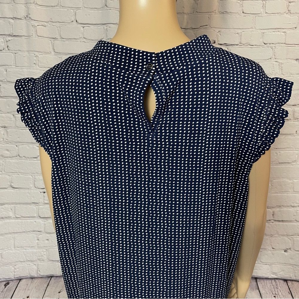 Adrianna Papell NWT New $59 Adrianna Papell Navy Polka Dot Ruffled Mock Nec Size 3XL / US 20-22 - 9 Thumbnail