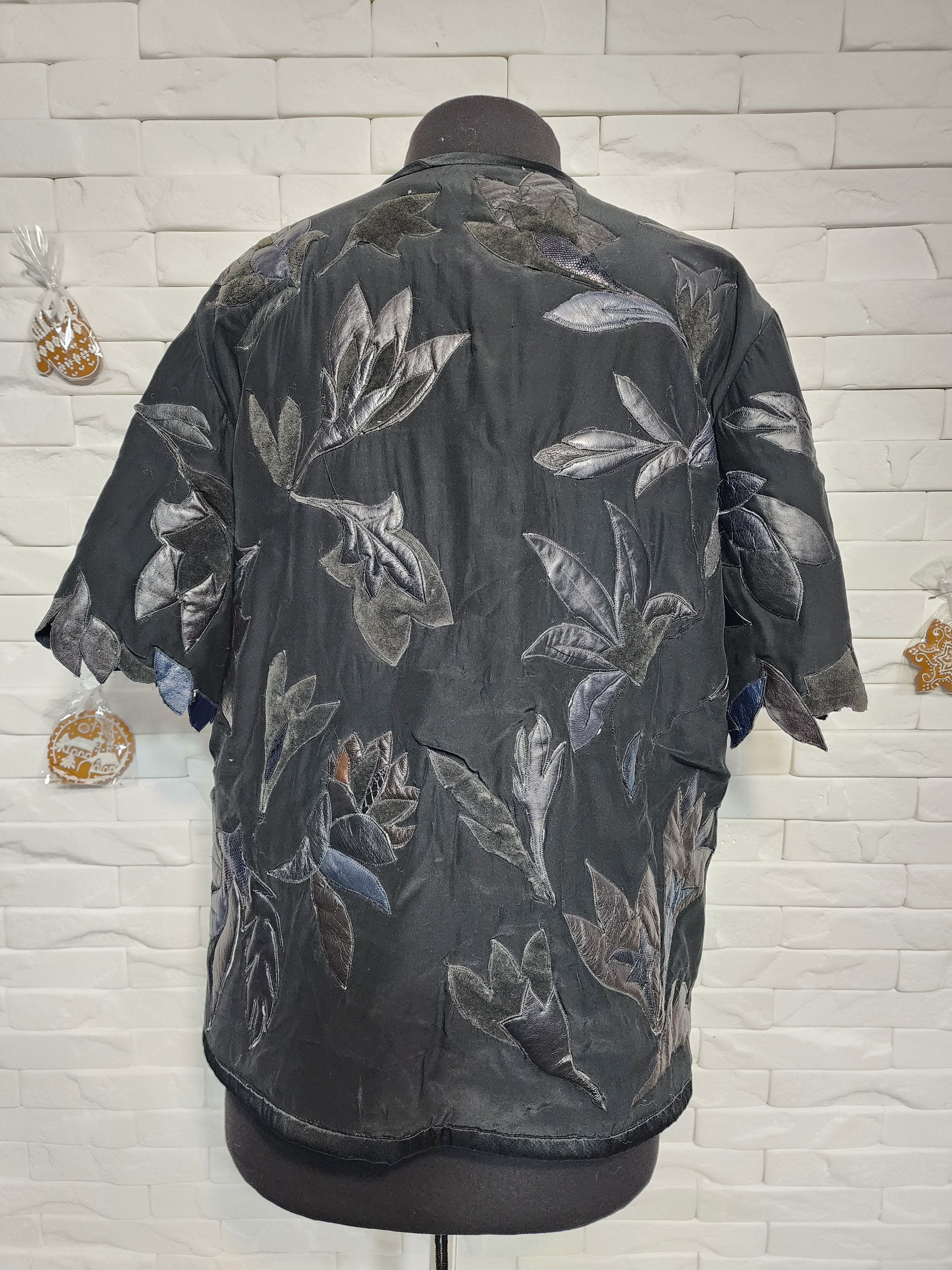 Other Black Blazer with Leather Flowers - Women's Polyester Jacket Size XL / US 12-14 / IT 48-50 - 4 Thumbnail