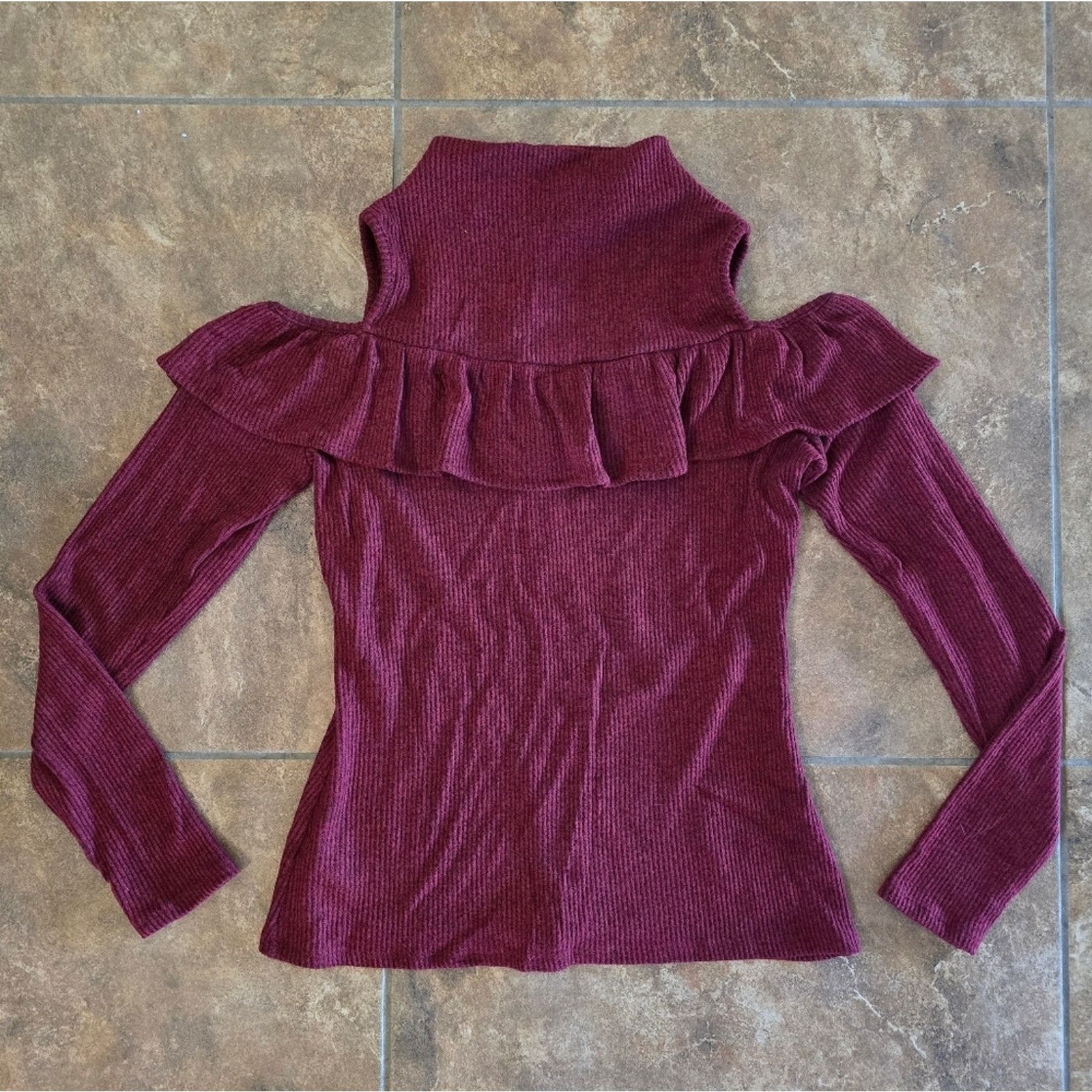 Other Burgundy Black | REDHAUTE | Ruffled Long Sleeve Size S / US 4 / IT 40 - 1 Thumbnail