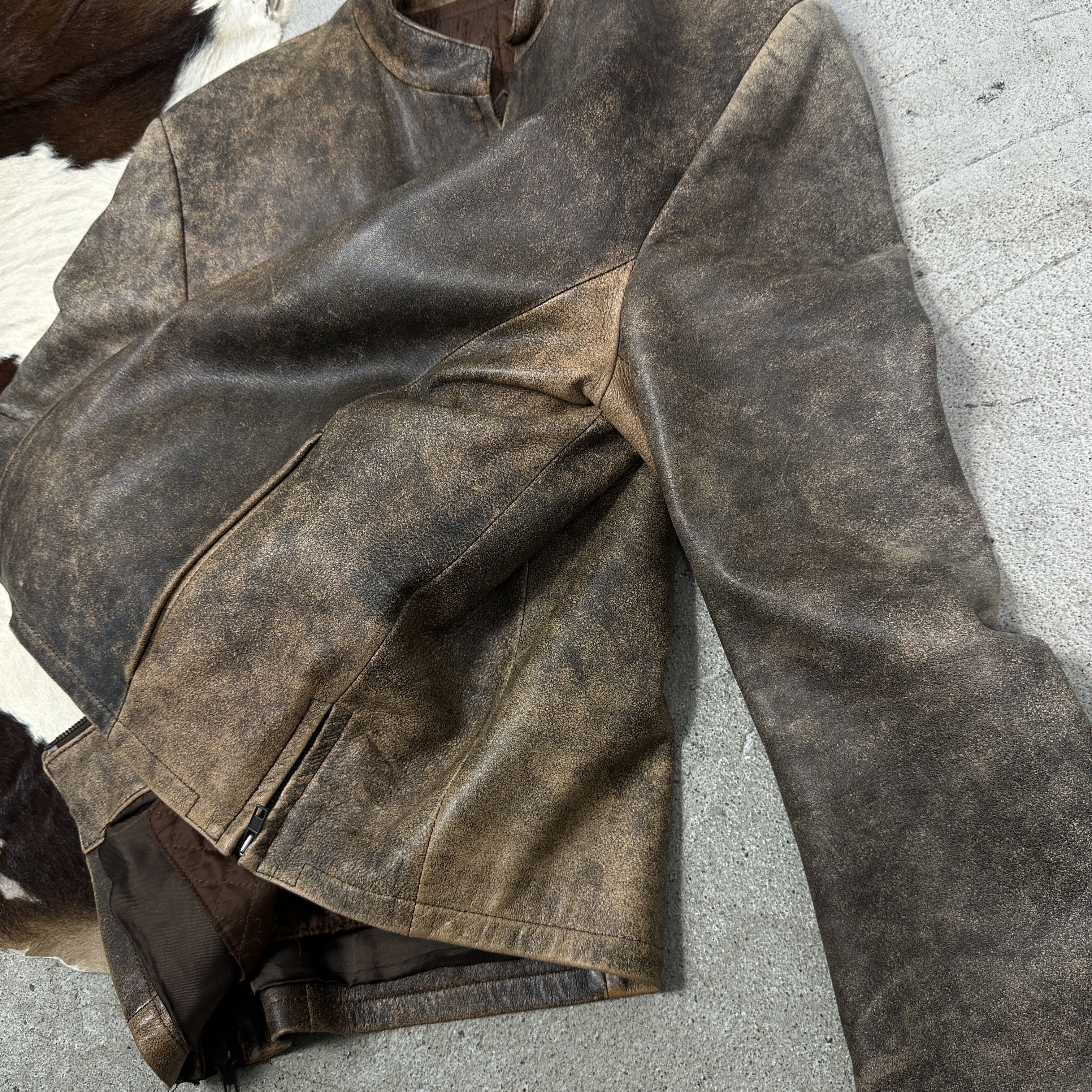 Vintage Vintage Leather Biker Moto Oversize Washed Jacket 00s Size US XL / EU 56 / 4 - 11 Thumbnail