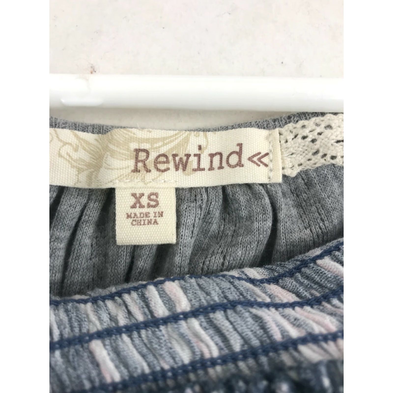 Vintage Rewind Tank Top Women's XS Blue & Gray Striped Sleeveless Elastic Blouse Shirt Size XS / US 0-2 / IT 36-38 - 5 Thumbnail