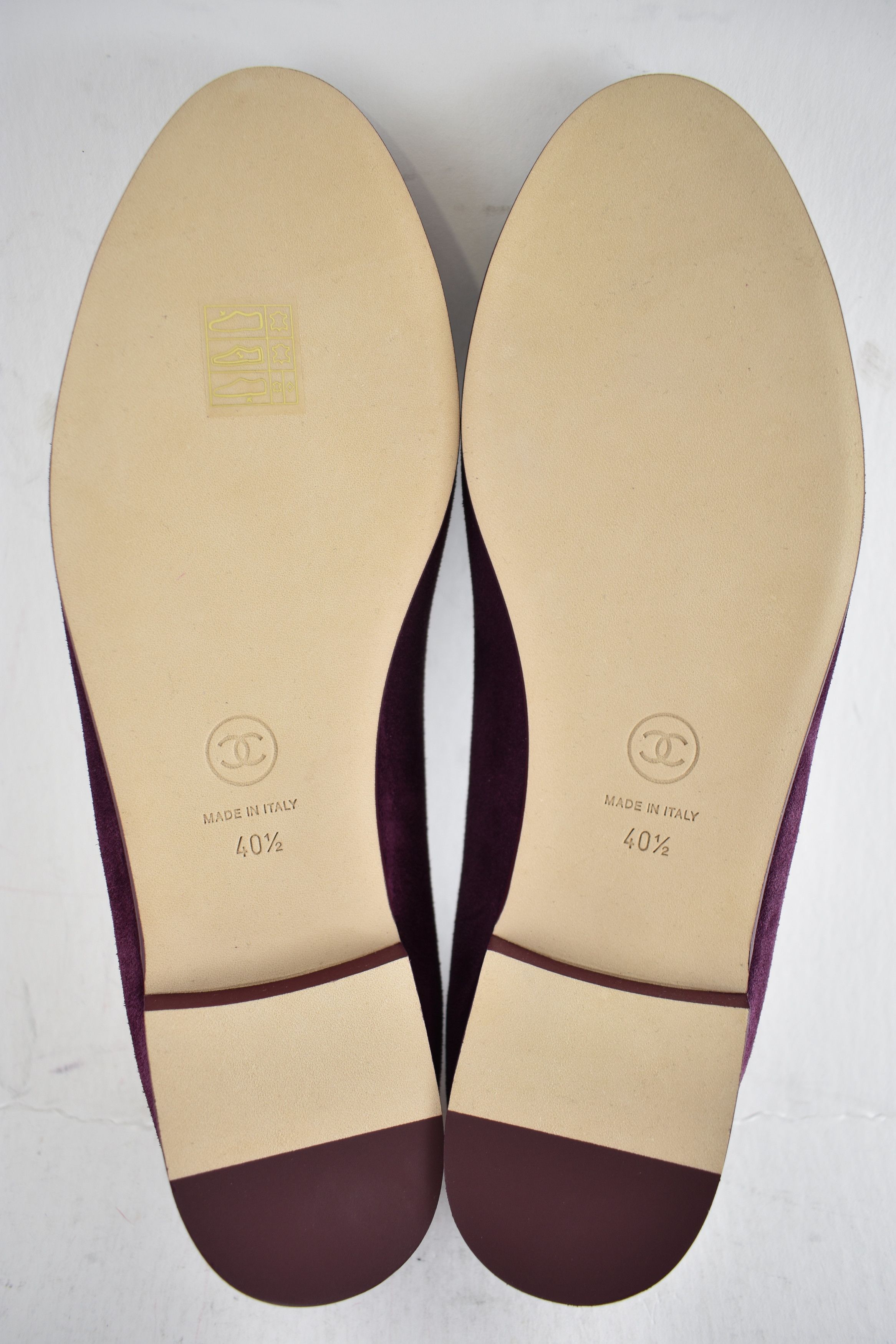 Chanel 26A Burgundy Purple Suede CC Logo Ballet Ballerina Flat 40.5 Size US 10.5 / IT 40.5 - 20 Thumbnail