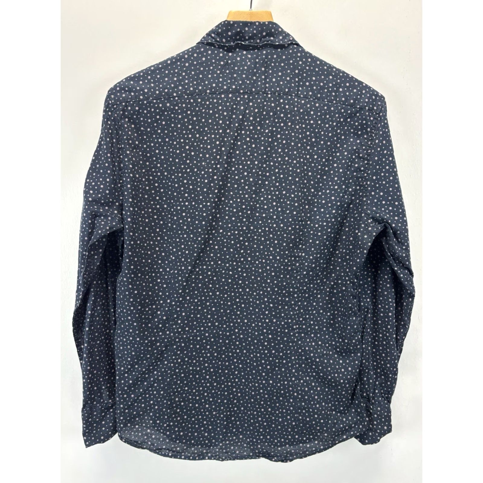John Varvatos JOHN VARVATOS Polka Dot Button-Up Shirt Sz Small Wired Collar Navy Classic Mens Size US S / EU 44-46 / 1 - 3 Thumbnail