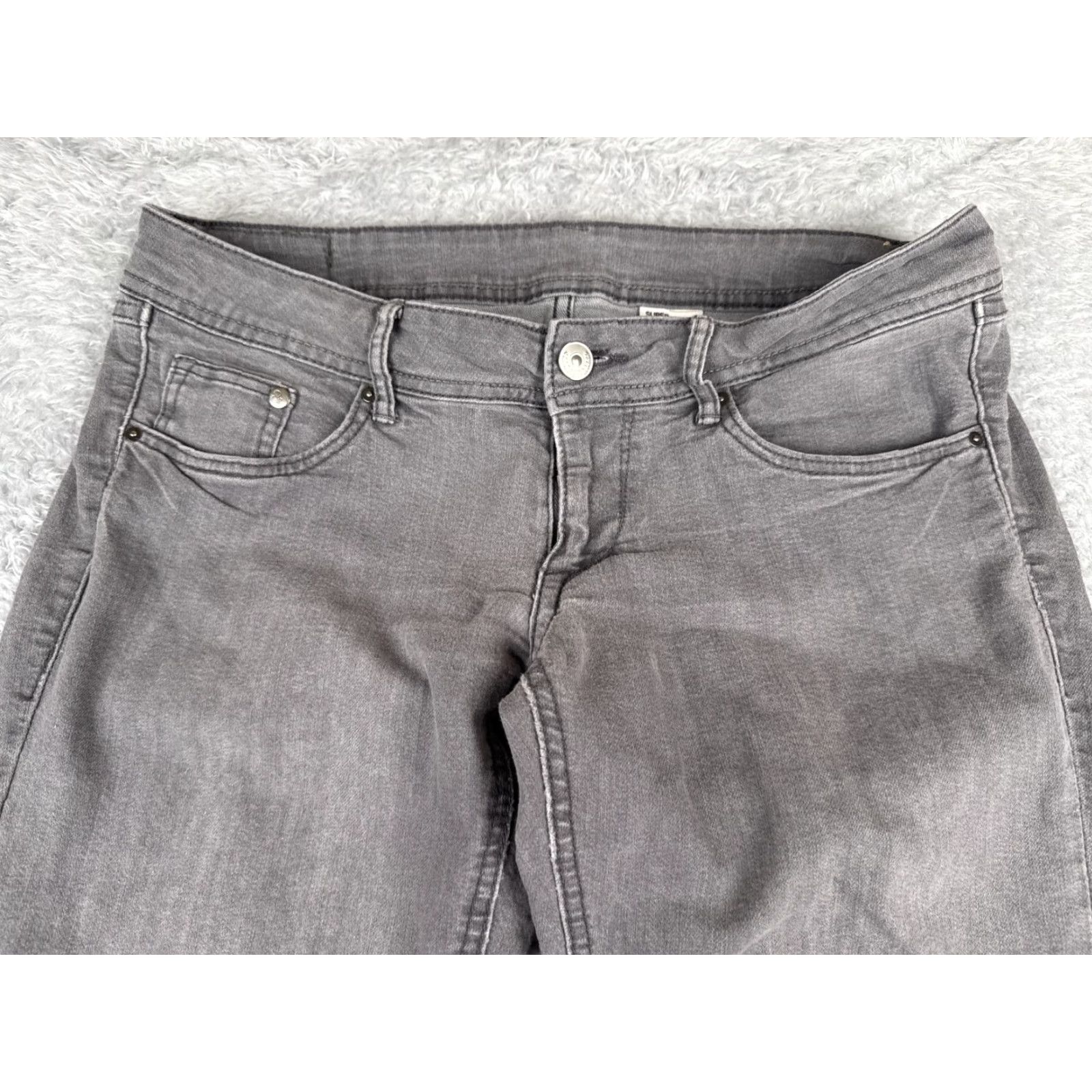 Denime &Denim Womens Jeans 29 Gray Super Skinny Low Waist Cotton 30x34 Size 29" - 4 Thumbnail