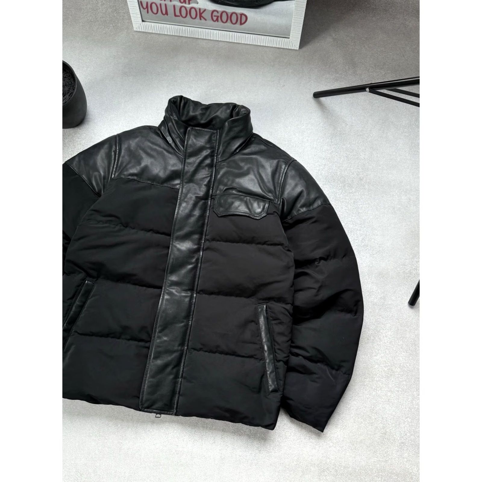 Allsaints AllSaints Leather Puffer Jacket Men’s Small Black Quilted Winter Coat Size US S / EU 44-46 / 1 - 2 Thumbnail