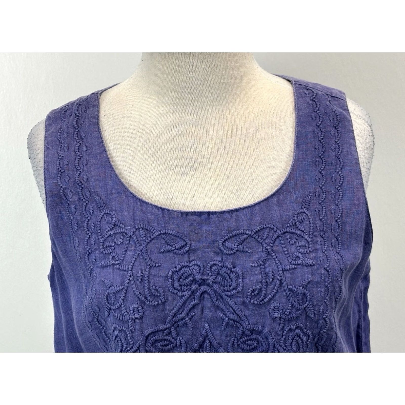 Vintage Karyn Seo Linen Embroidered Top Shirt Womens M Purple Boho Lagenlook Coastal Shirt Womens M Purple Boho Lagenlook Coastal Size M / US 6-8 / IT 42-44 - 5 Thumbnail