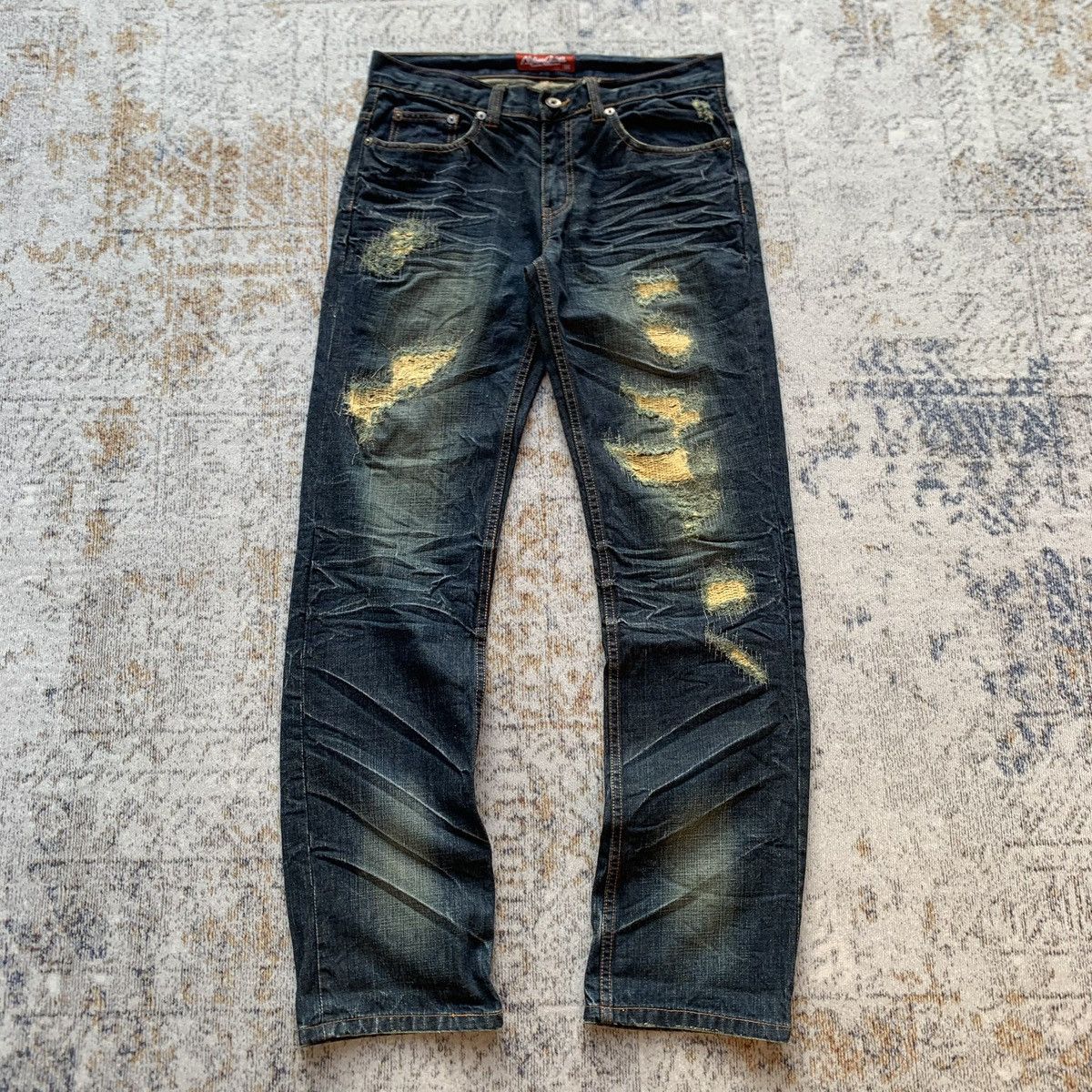 Japanese Brand Rare Japanese Brand Nylaus Mud Wash Distressed Jeans Size US 34 / EU 50 - 1 Thumbnail