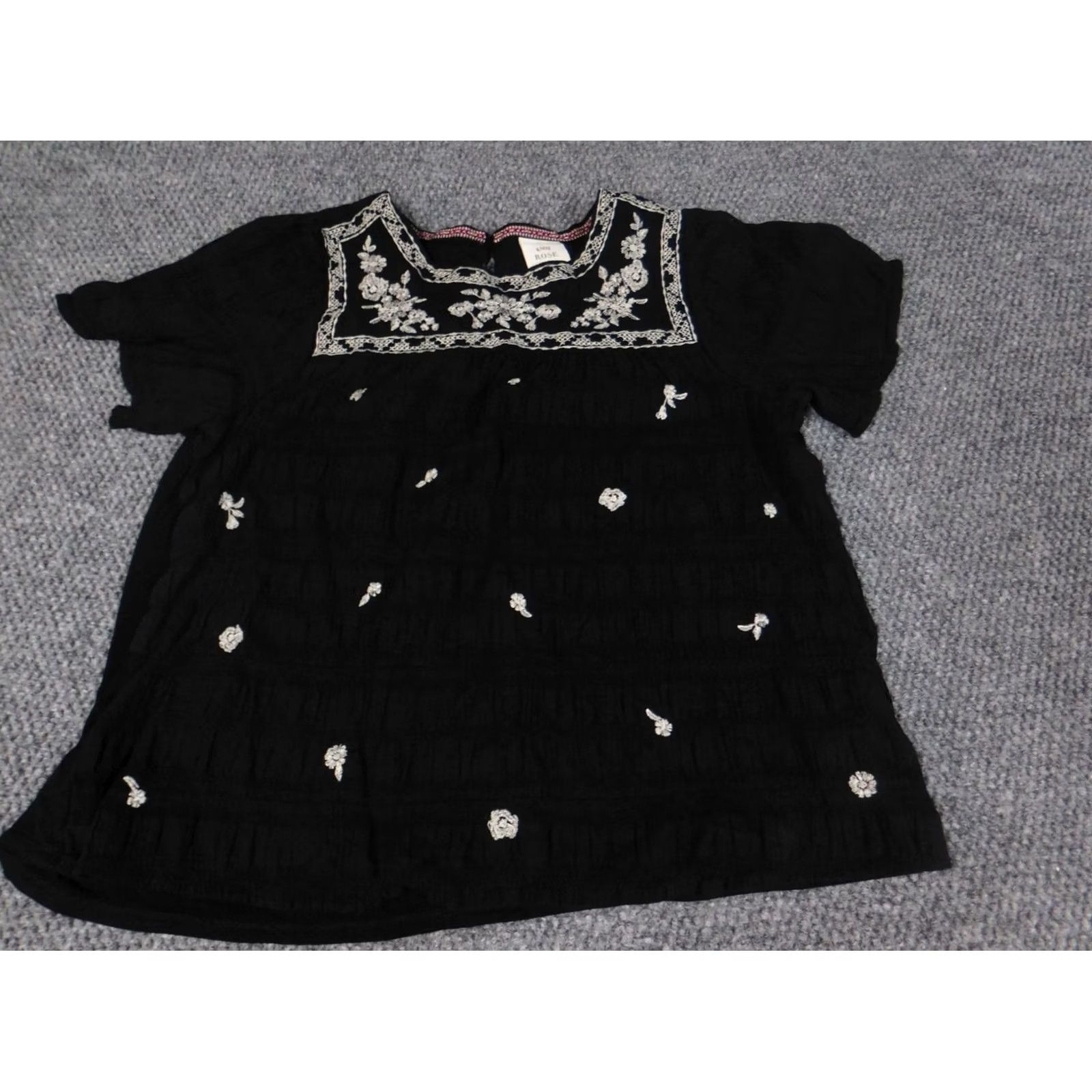 Vintage Knox Rose Blouse Women’s S Black Round Neck Short Sleeve Pullover Stretch Casual Shirt Ladies Regular Size S / US 4 / IT 40 - 3 Thumbnail